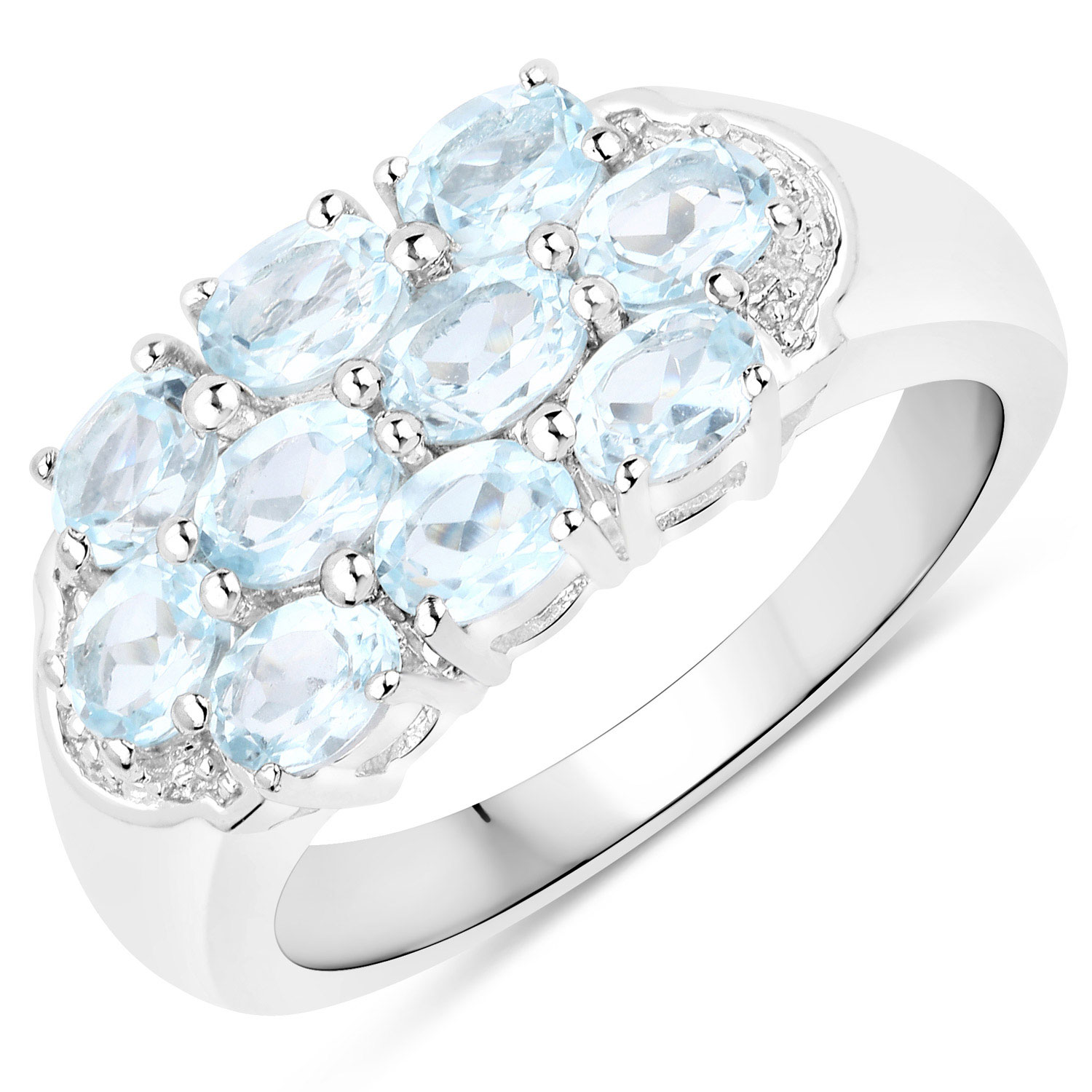 1.90 Carat Genuine Blue Topaz .925 Sterling Silver Ring