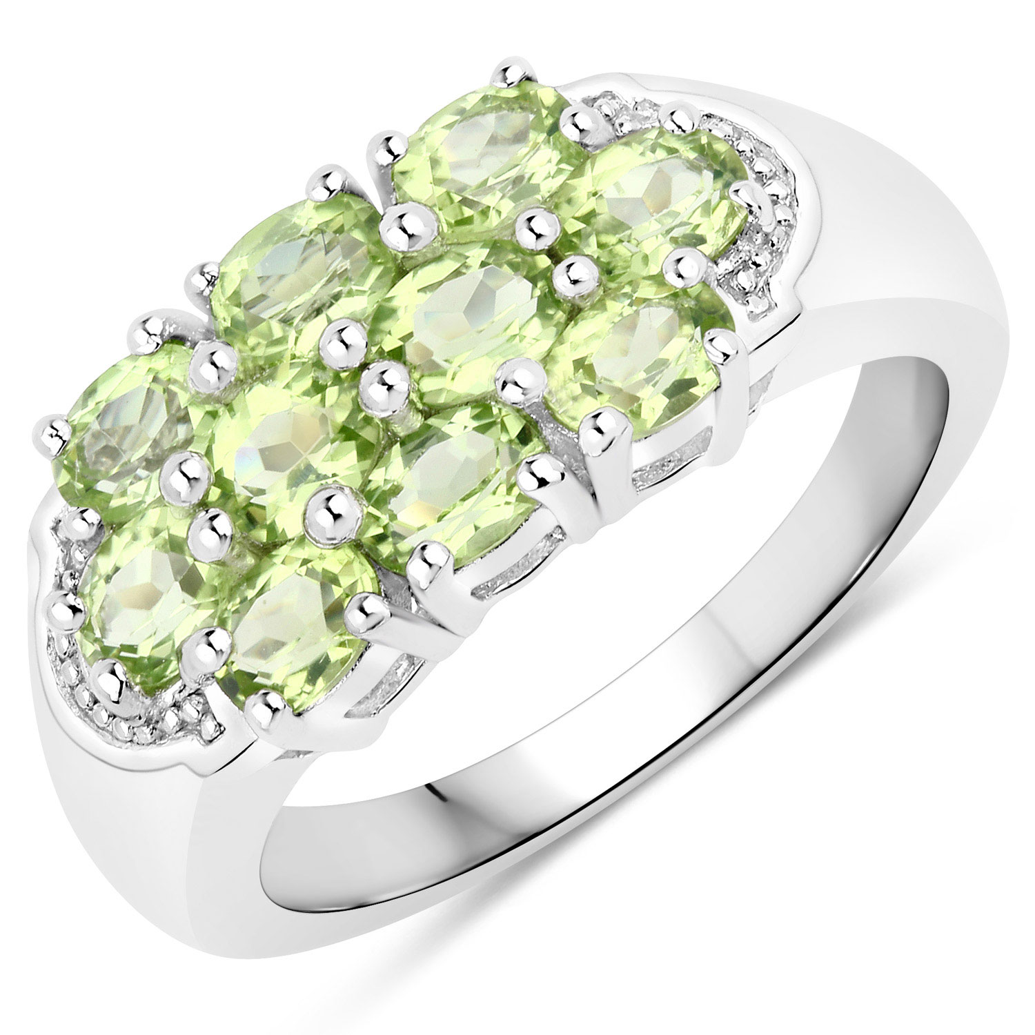1.70 Carat Genuine Peridot .925 Sterling Silver Ring