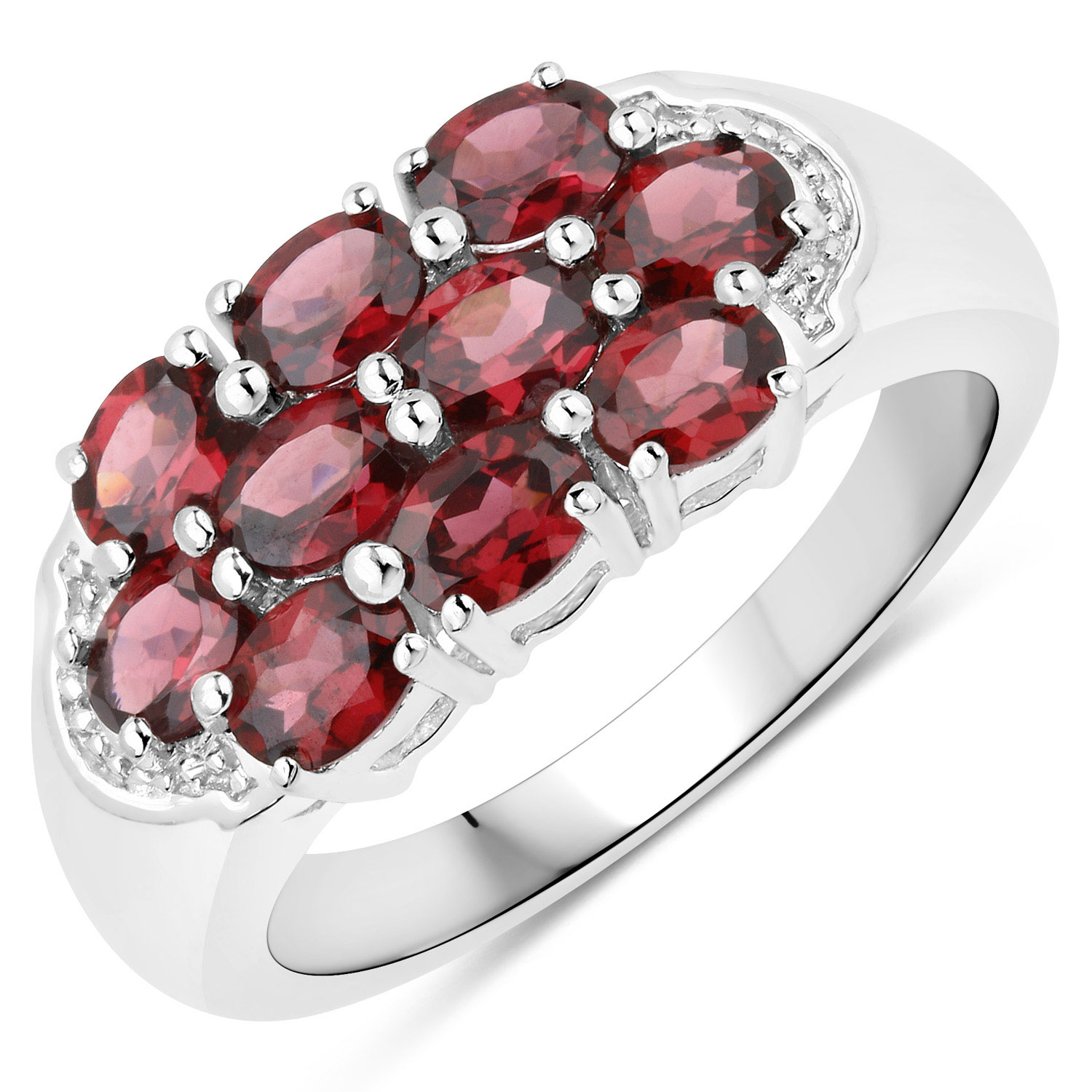 2.10 Carat Genuine Rhodolite Garnet .925 Sterling Silver Ring