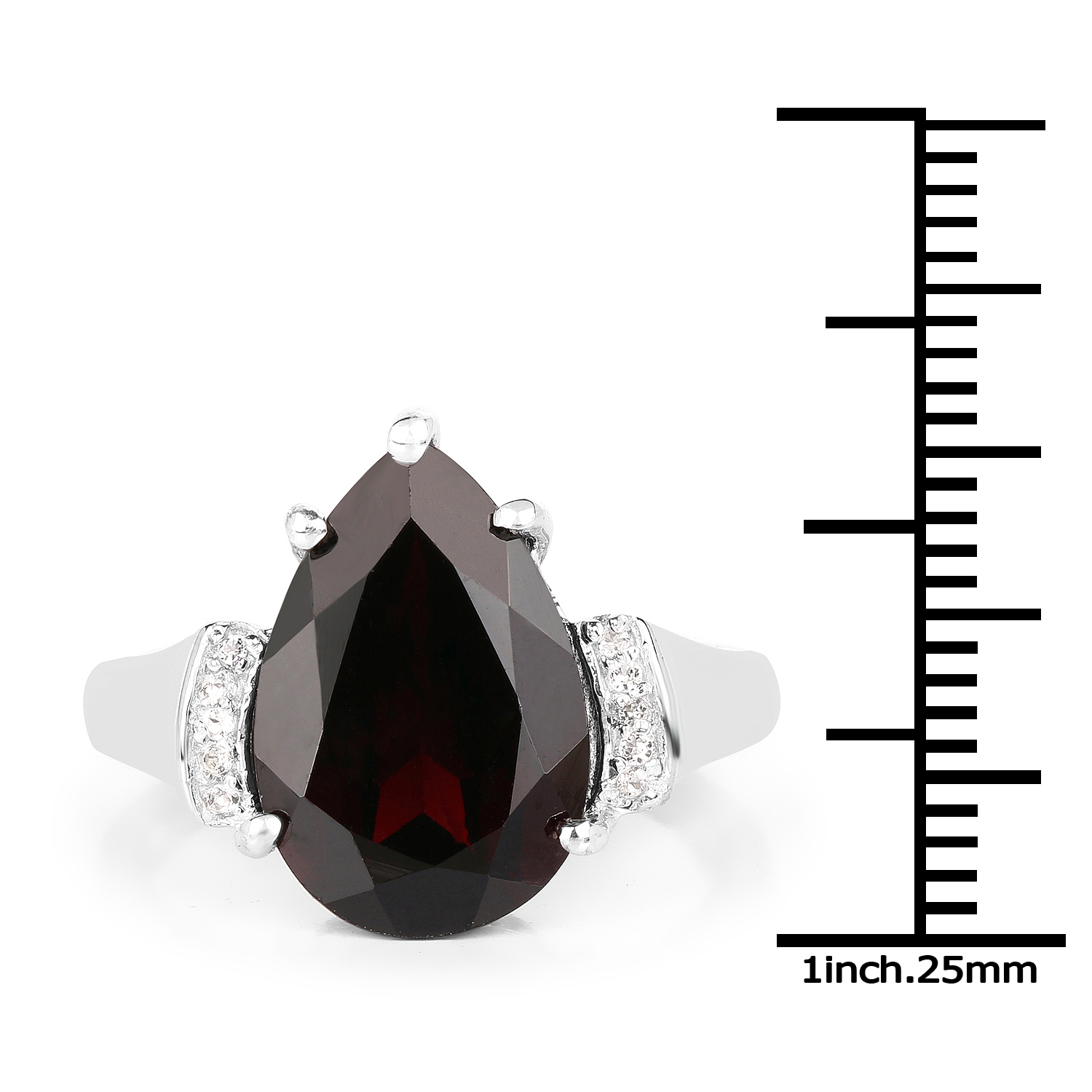 5.65 Carat Genuine Garnet & White Topaz .925 Sterling Silver Ring