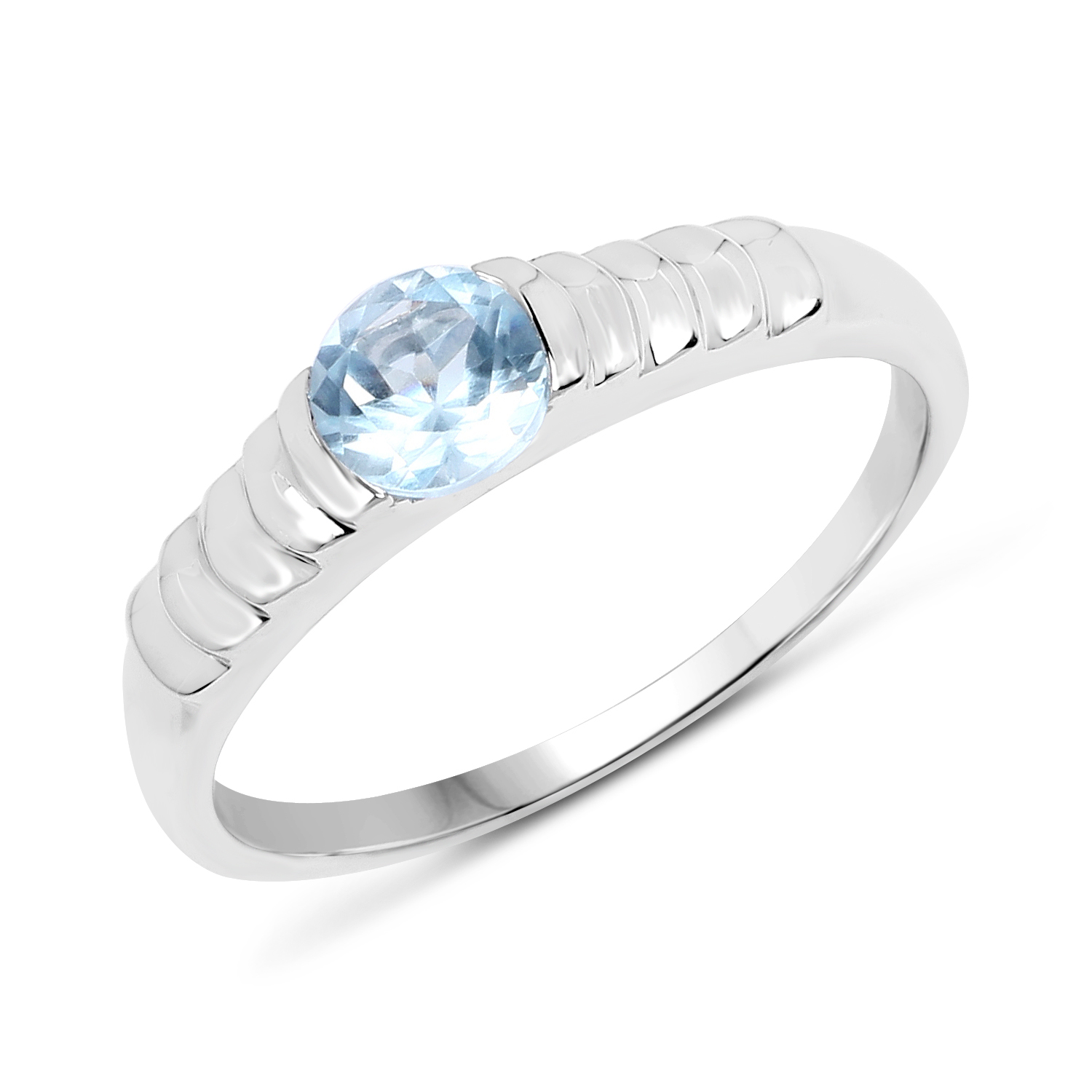 0.60 Carat Genuine Blue Topaz .925 Sterling Silver Ring