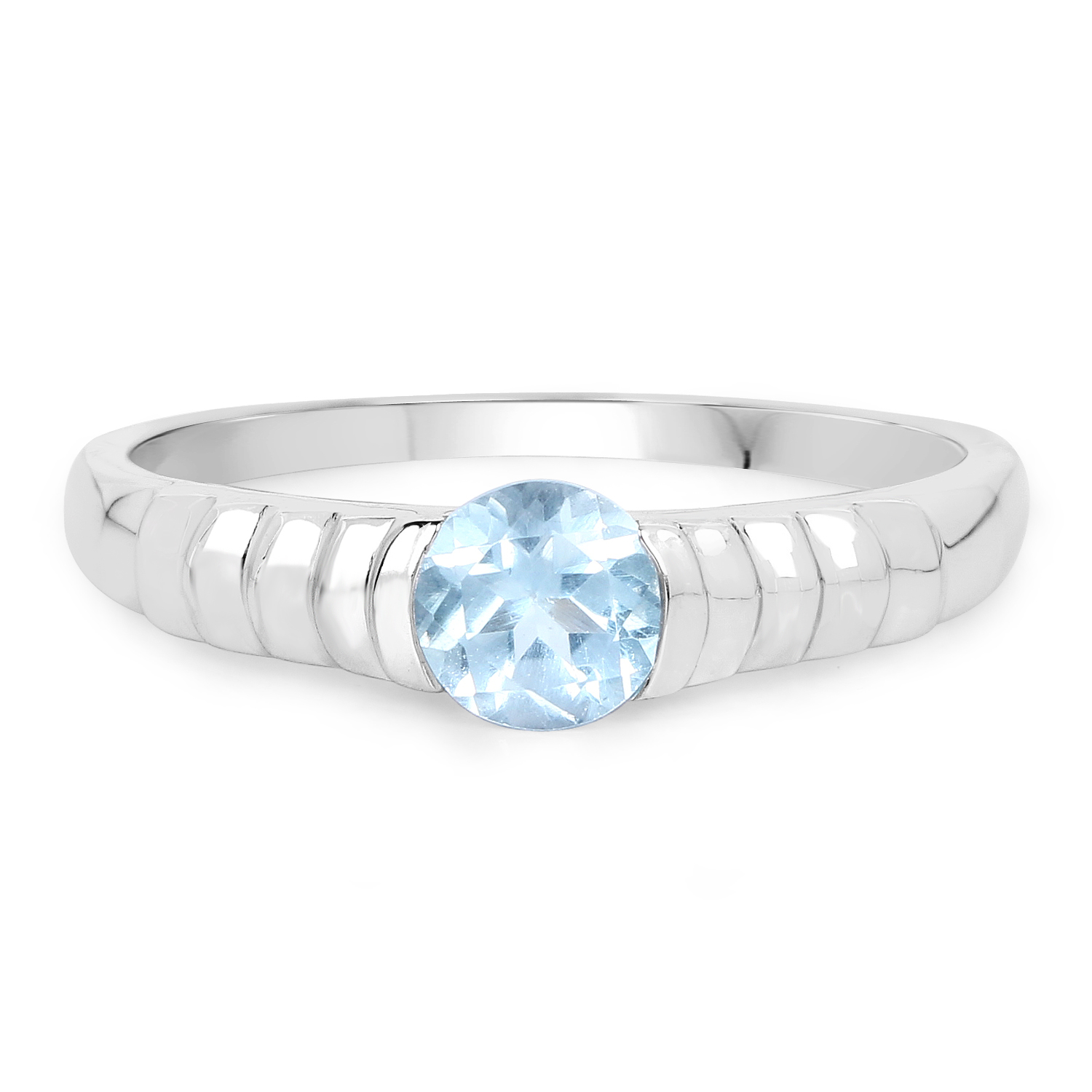0.60 Carat Genuine Blue Topaz .925 Sterling Silver Ring