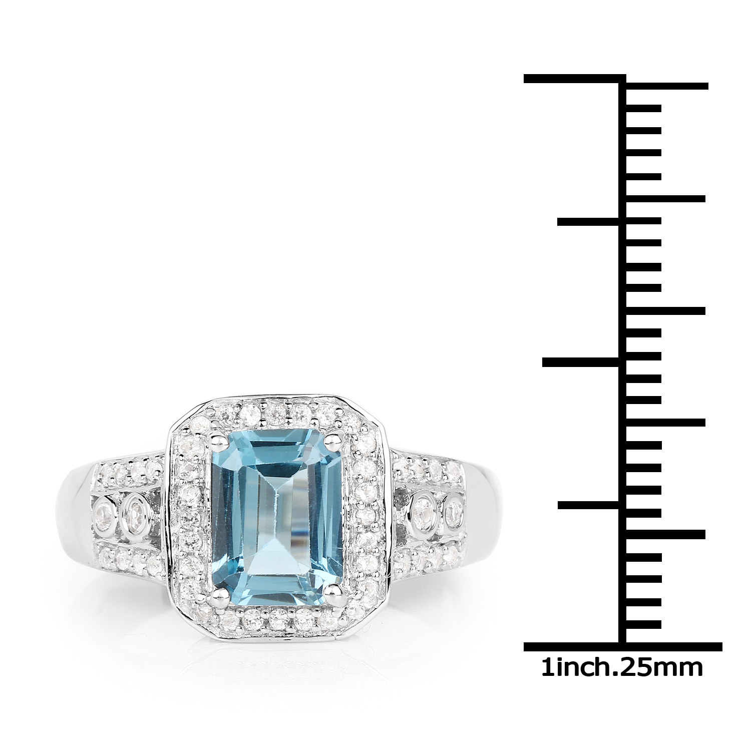 2.24 Carat Genuine London Blue Topaz & White Topaz .925 Sterling Silver Ring