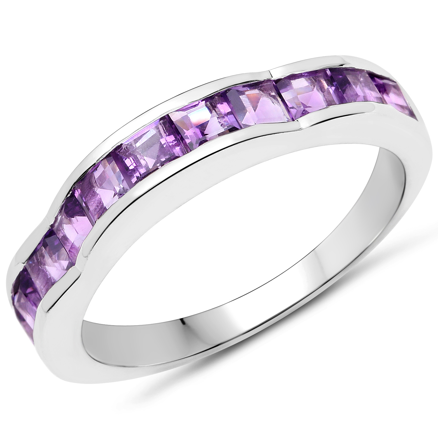 1.65 Carat Genuine Amethyst .925 Sterling Silver Ring