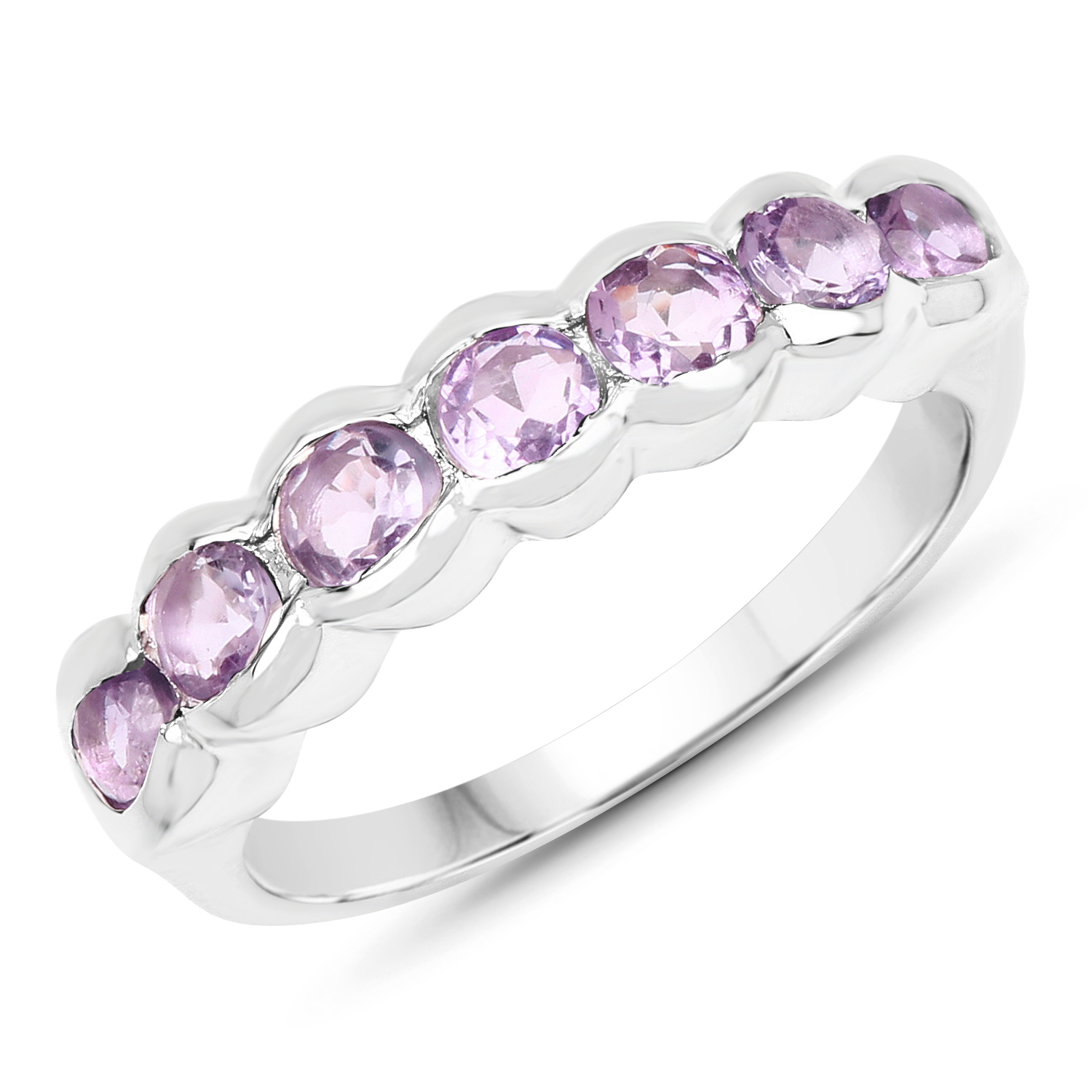 4.06 Carat Genuine Amethyst, Blue Topaz and Garnet .925 Sterling Silver Ring