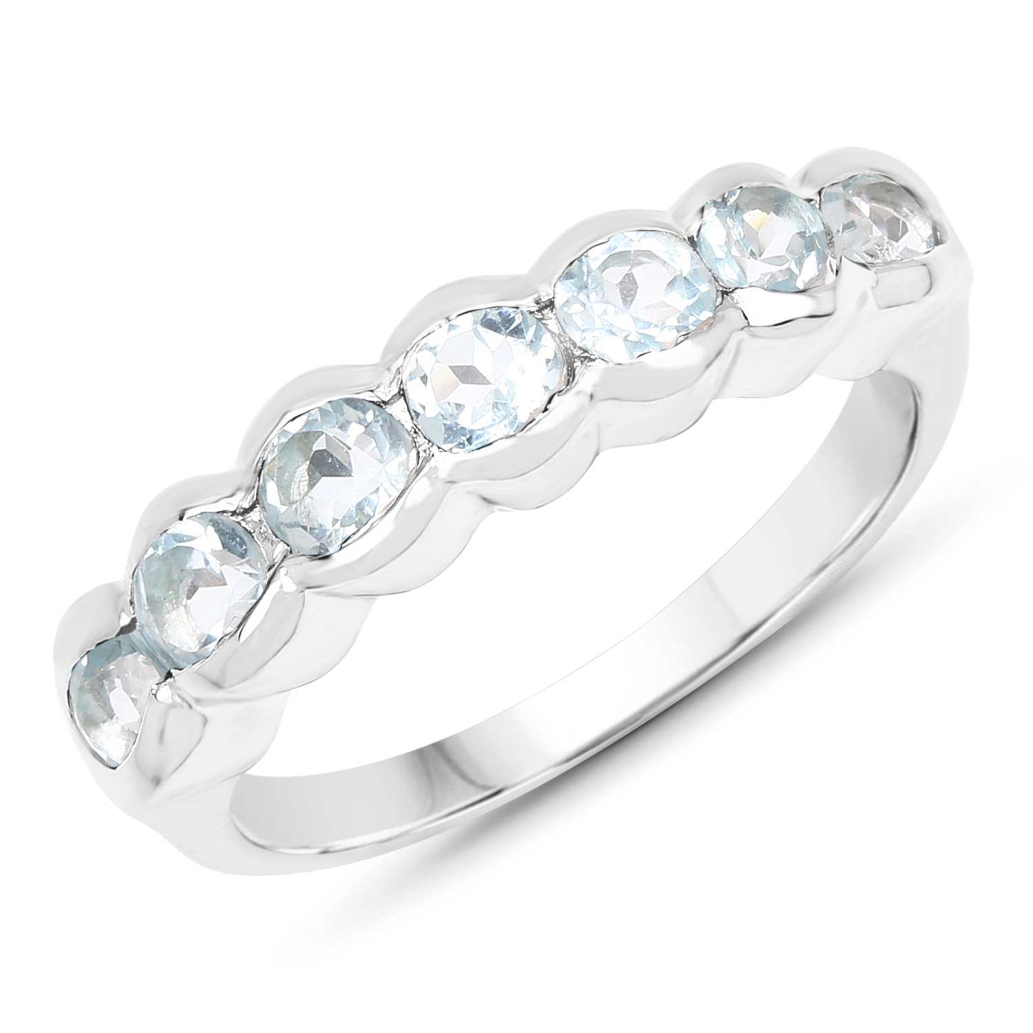 4.06 Carat Genuine Amethyst, Blue Topaz and Garnet .925 Sterling Silver Ring