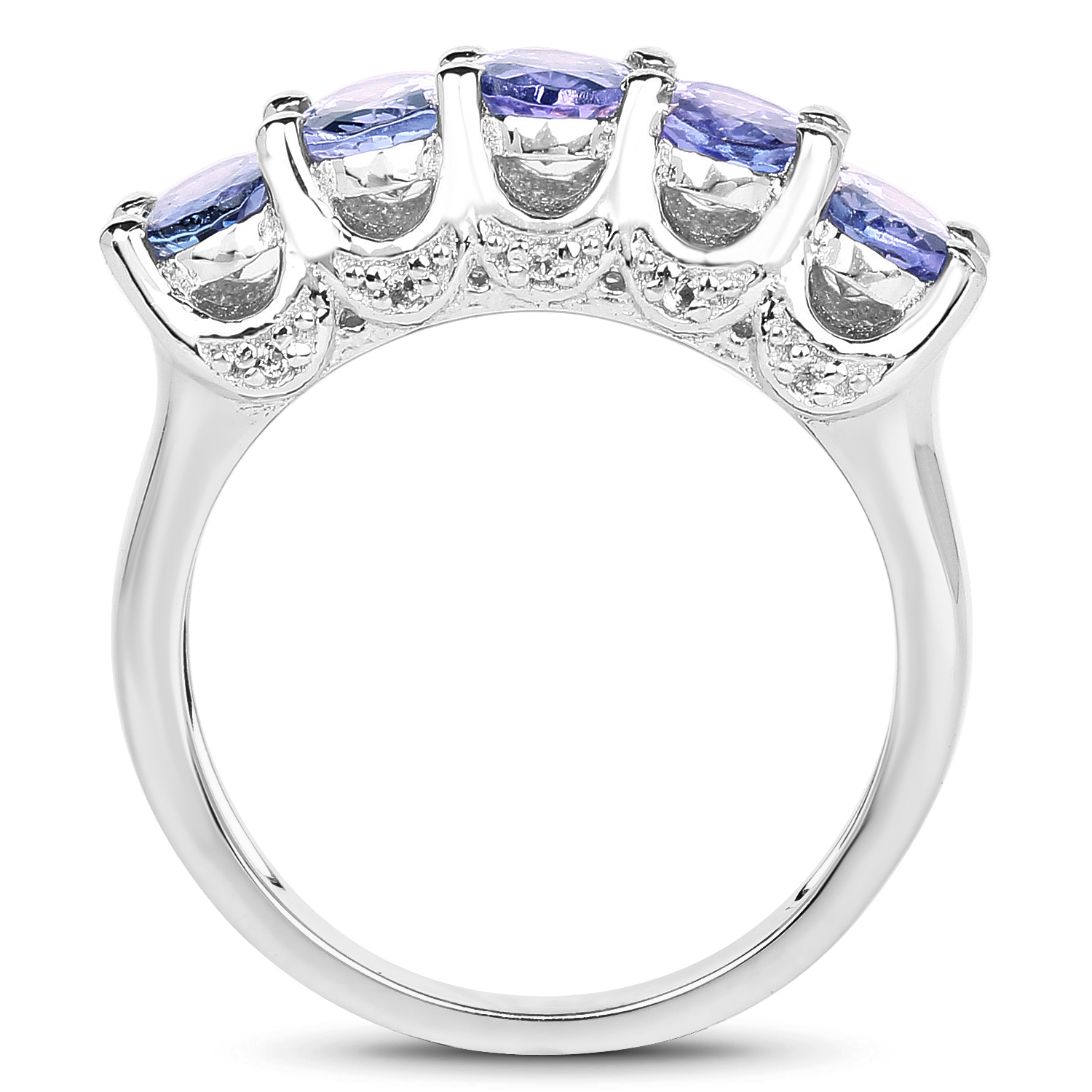 2.25 Carat Genuine Tanzanite & White Topaz .925 Sterling Silver Ring