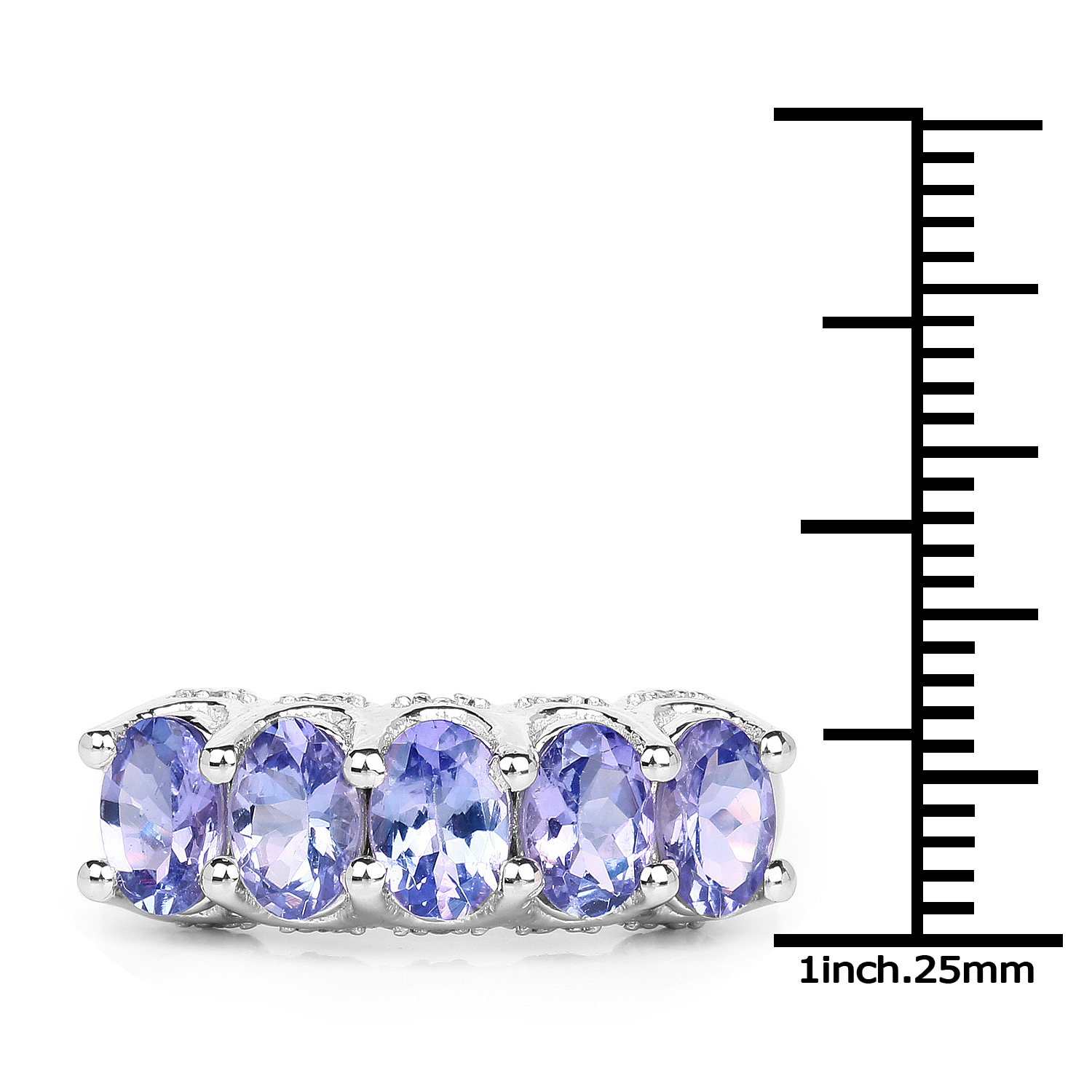 2.25 Carat Genuine Tanzanite & White Topaz .925 Sterling Silver Ring