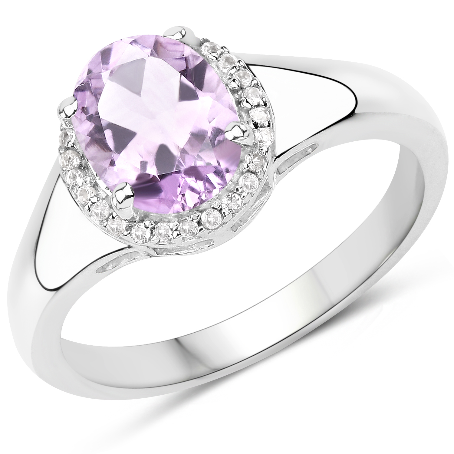 1.93 Carat Genuine Amethyst and White Topaz .925 Sterling Silver Ring