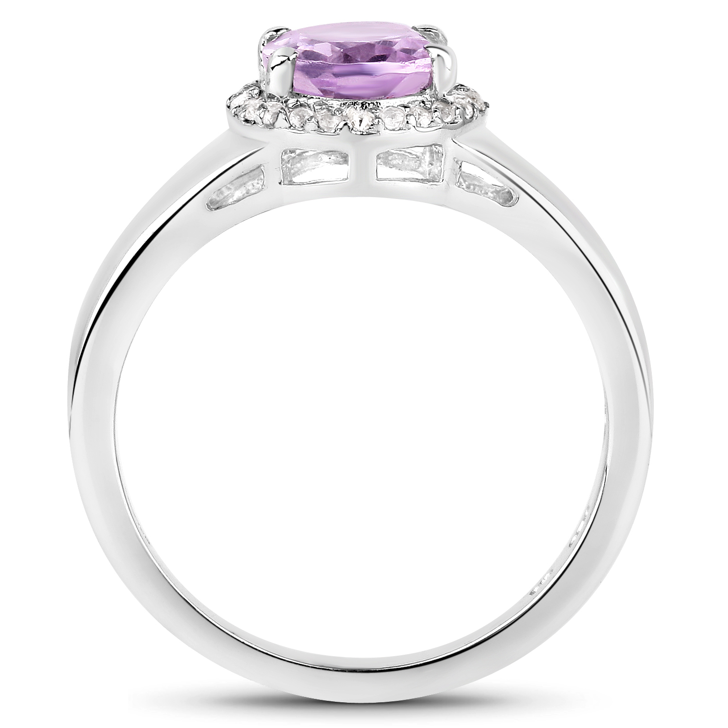 1.93 Carat Genuine Amethyst and White Topaz .925 Sterling Silver Ring
