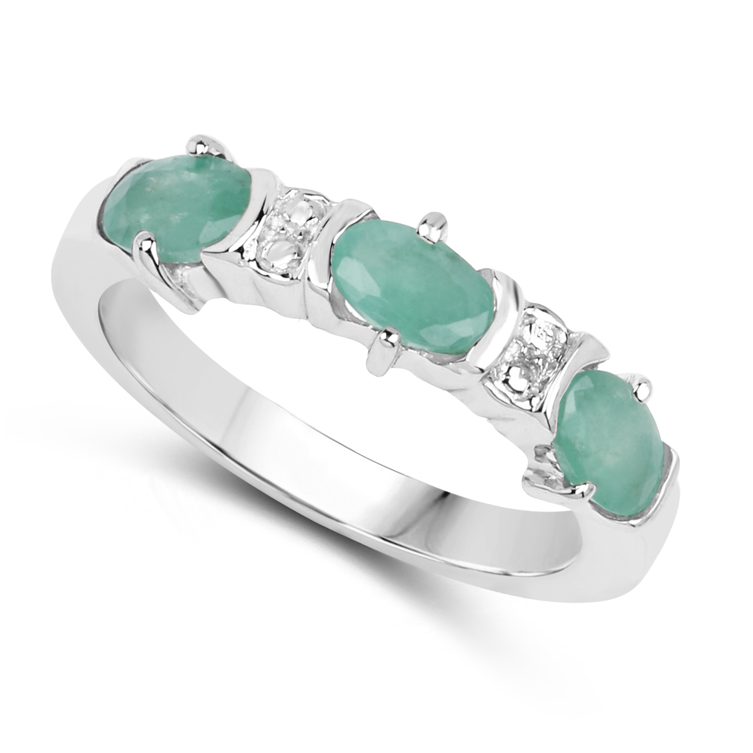 1.26 Carat Genuine Emerald .925 Sterling Silver Ring