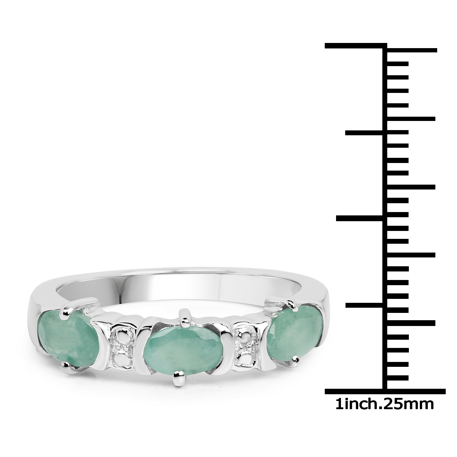 1.26 Carat Genuine Emerald .925 Sterling Silver Ring