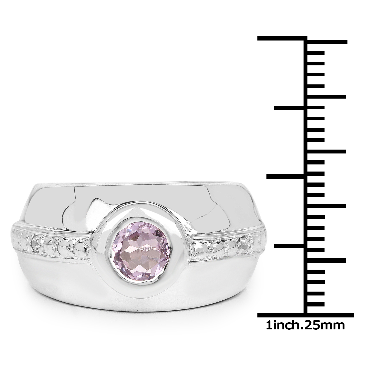 0.77 Carat Genuine Amethyst & White Topaz .925 Sterling Silver Ring