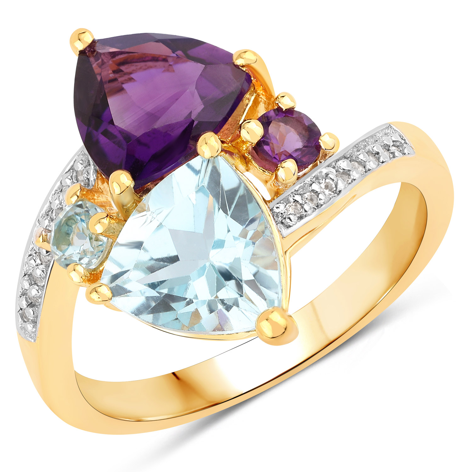 3.68 Carat Genuine Multi Stones .925 Sterling Silver Ring