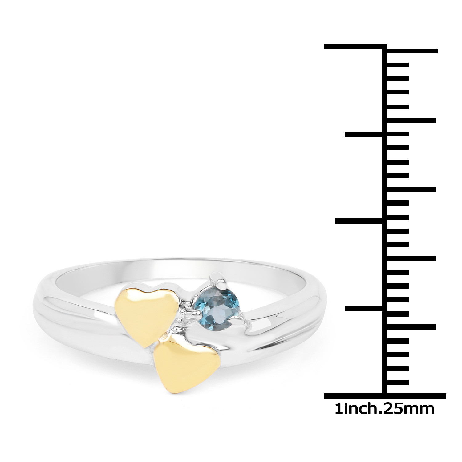 14K Yellow Gold Plated 0.14 Carat Genuine London Blue Topaz .925 Sterling Silver Ring
