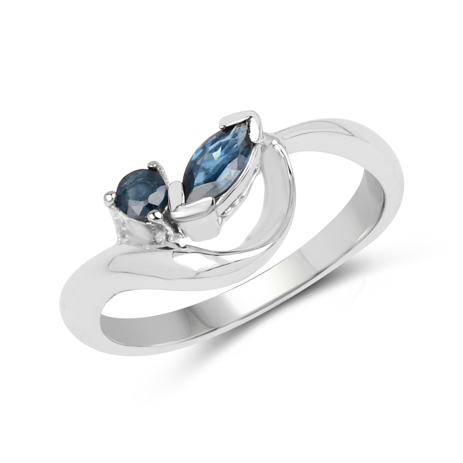 0.36 Carat Genuine Blue Sapphire .925 Sterling Silver Ring