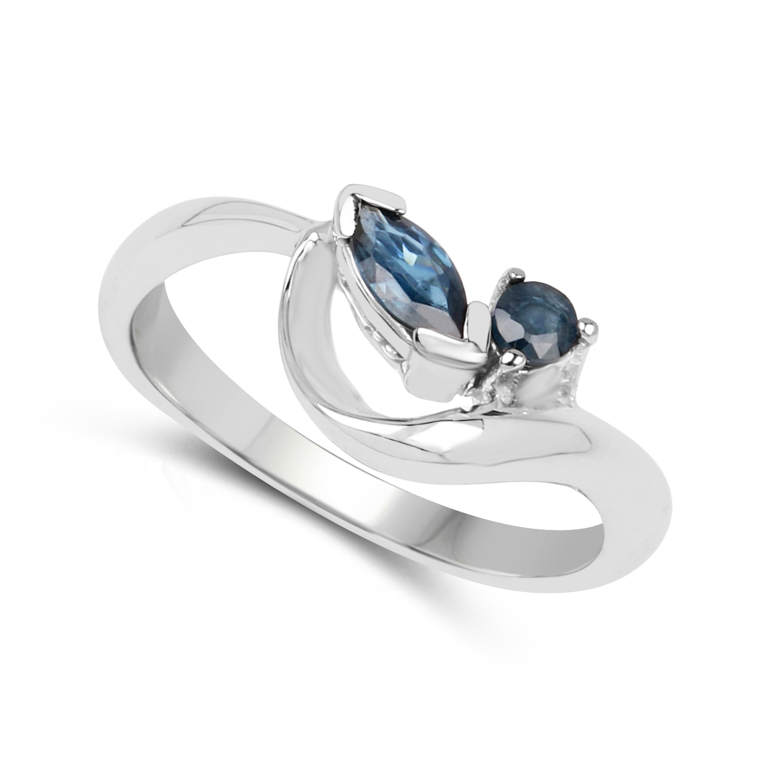 0.36 Carat Genuine Blue Sapphire .925 Sterling Silver Ring