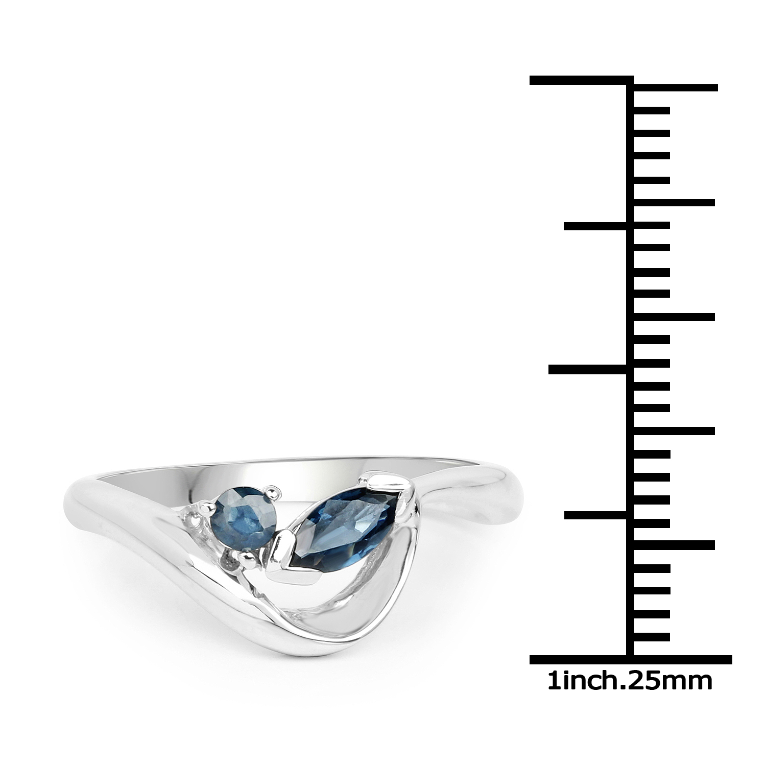 0.36 Carat Genuine Blue Sapphire .925 Sterling Silver Ring