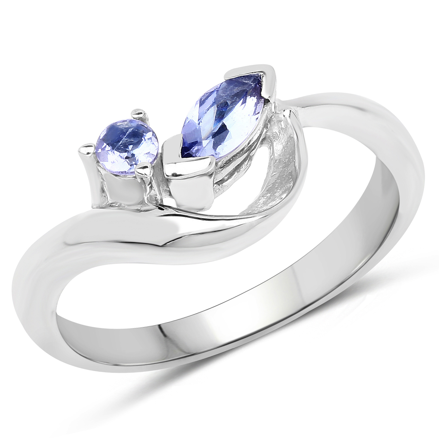 0.34 Carat Genuine Tanzanite .925 Sterling Silver Ring