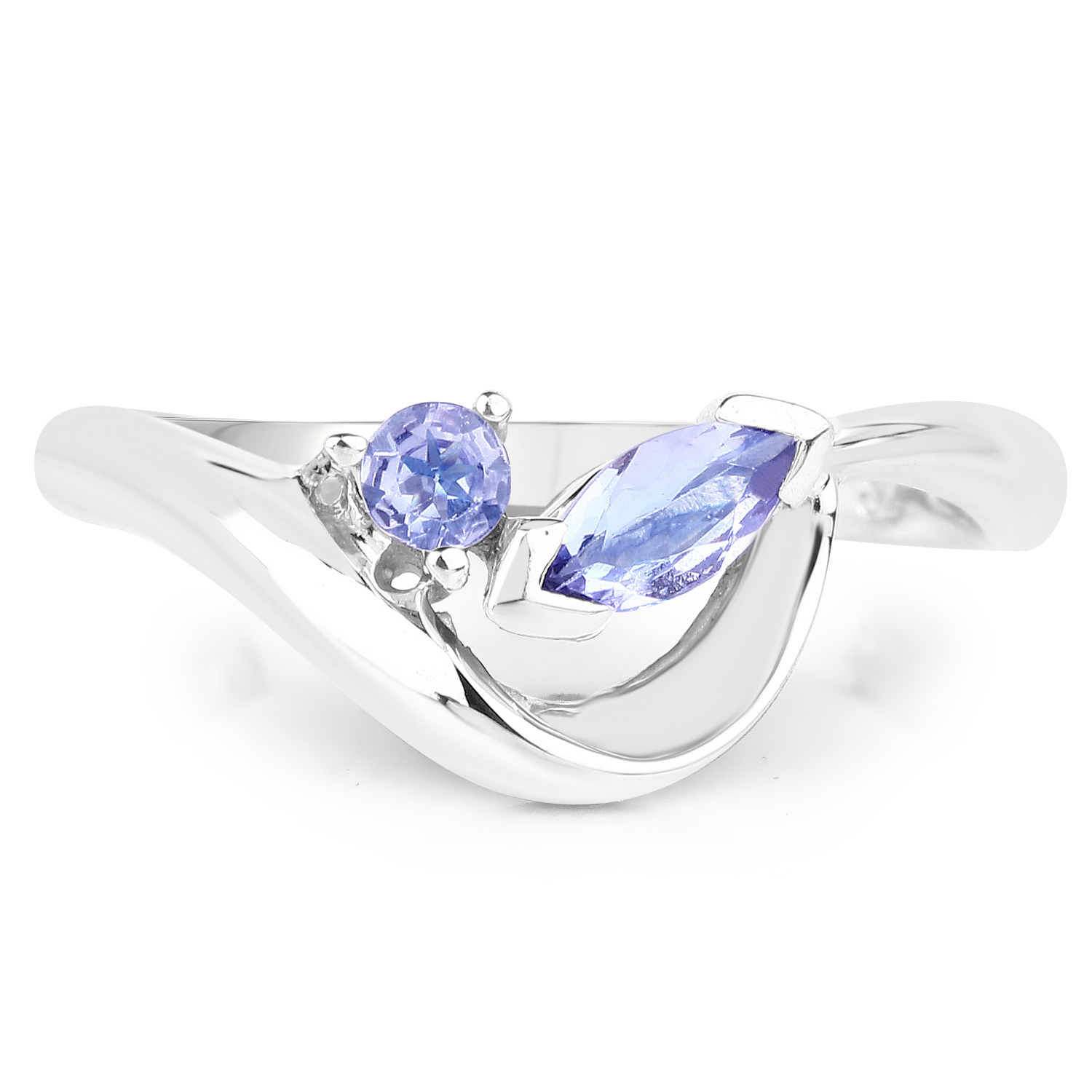 0.34 Carat Genuine Tanzanite .925 Sterling Silver Ring