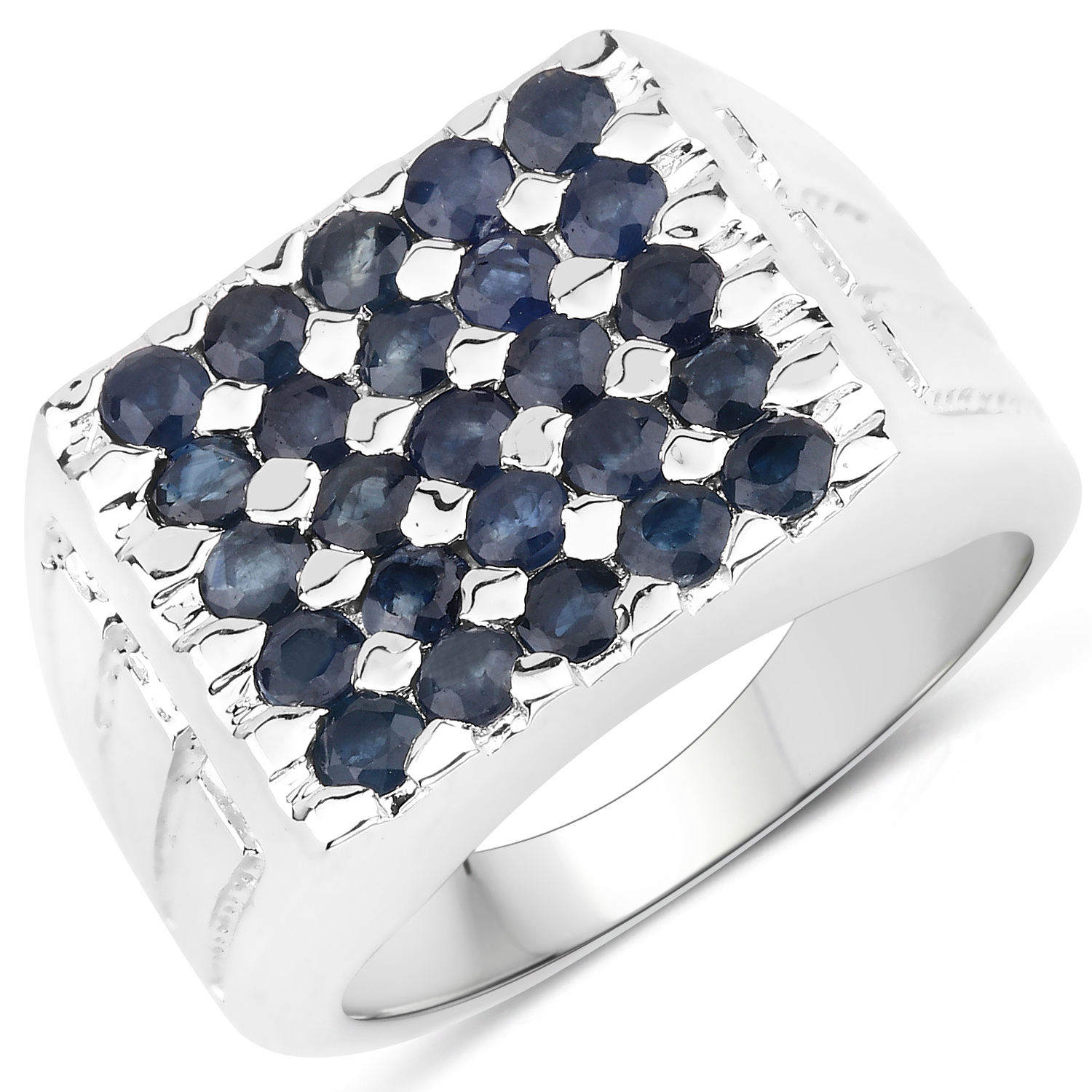 1.70 Carat Genuine Blue Sapphire .925 Sterling Silver Ring