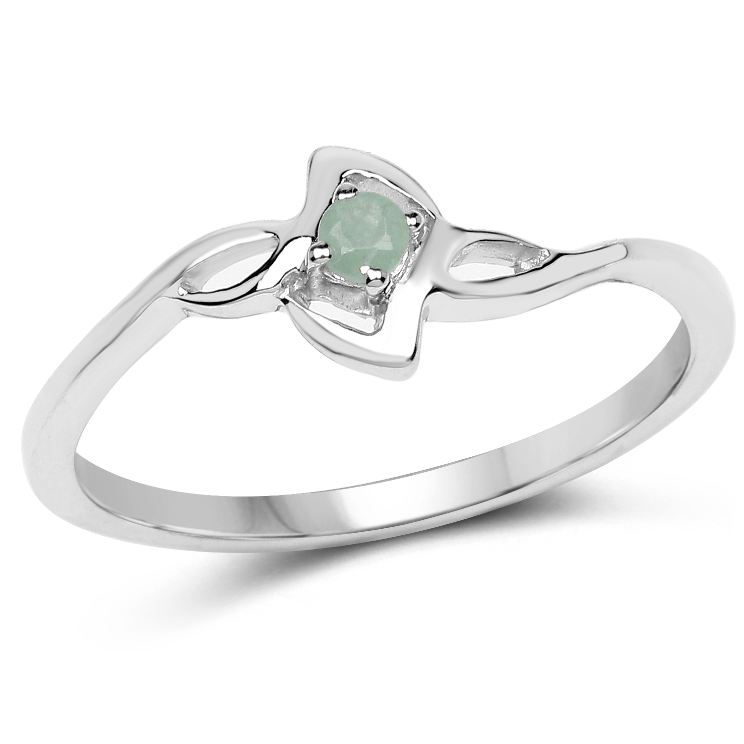 0.06 Carat Genuine Emerald .925 Sterling Silver Ring