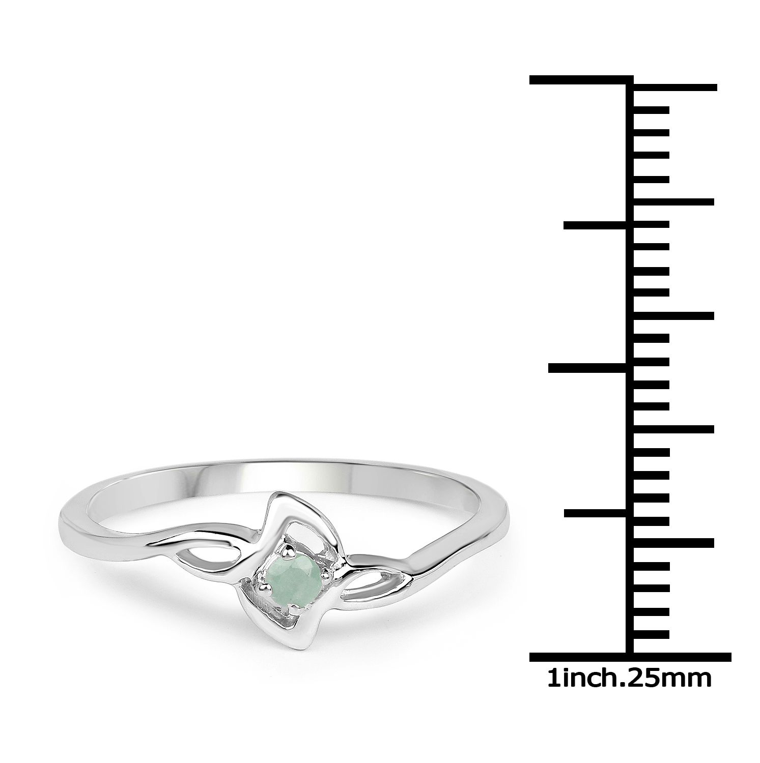 0.06 Carat Genuine Emerald .925 Sterling Silver Ring