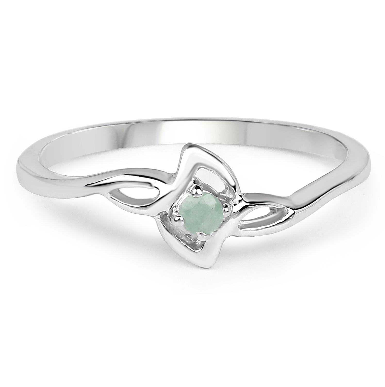 0.06 Carat Genuine Emerald .925 Sterling Silver Ring