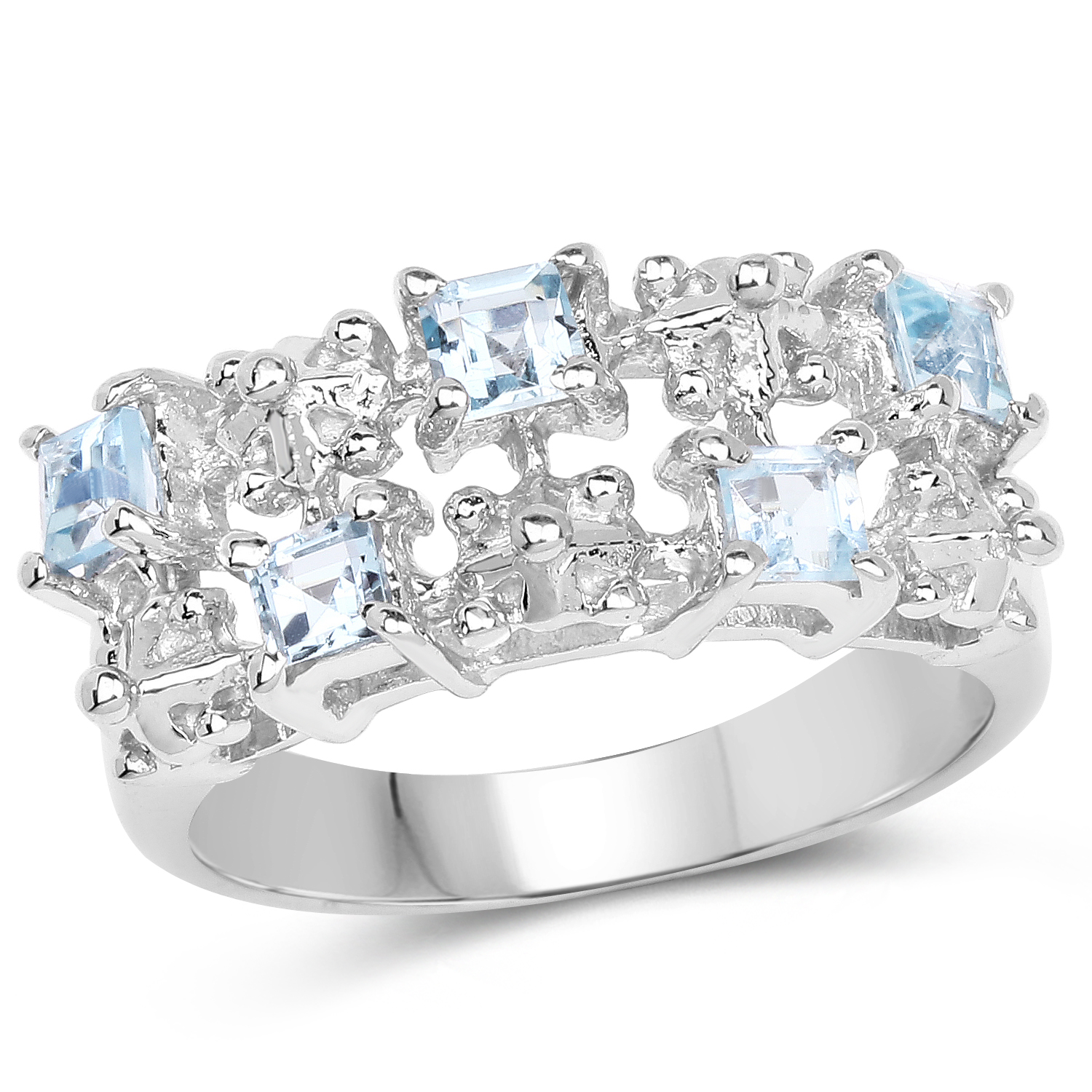 0.95 Carat Genuine Blue Topaz .925 Sterling Silver Ring