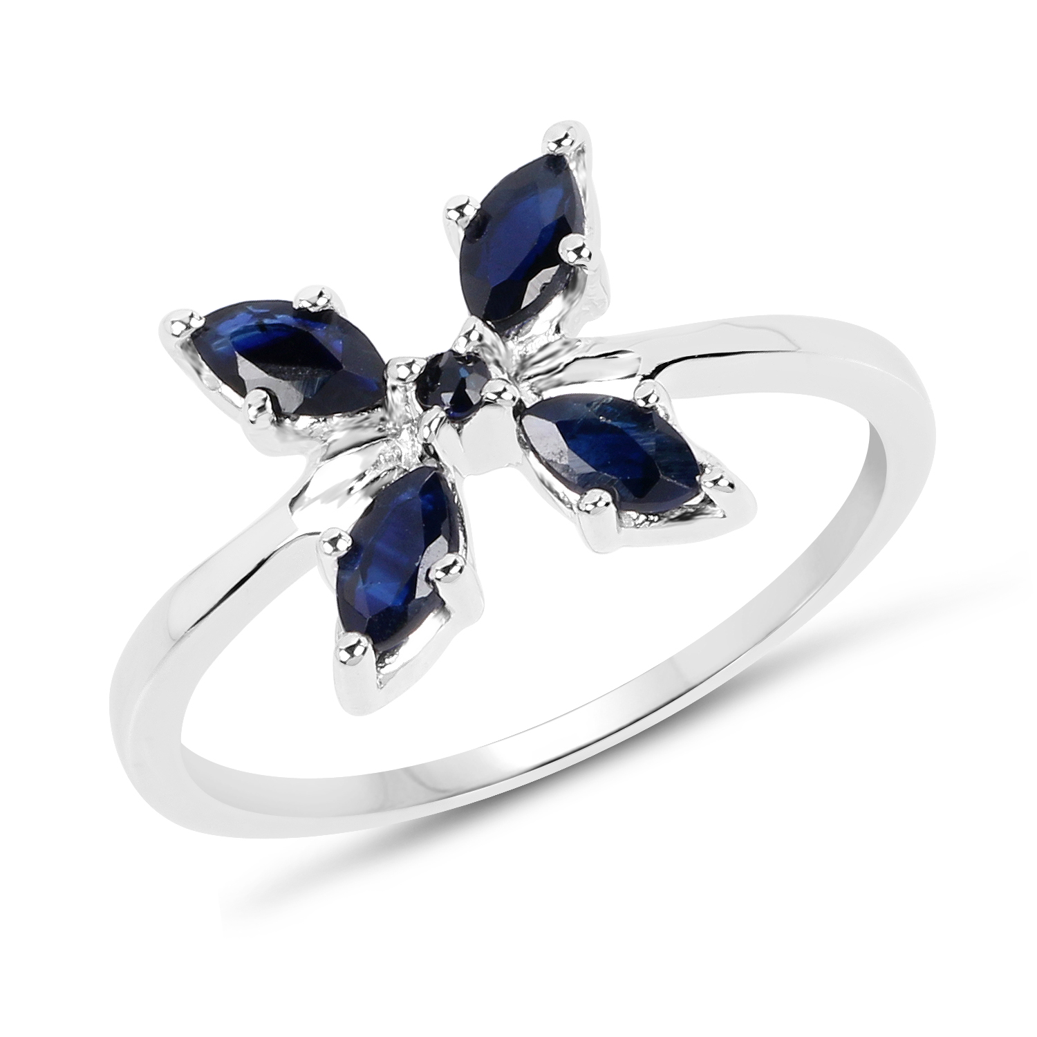 0.63 Carat Genuine Blue Sapphire .925 Sterling Silver Ring