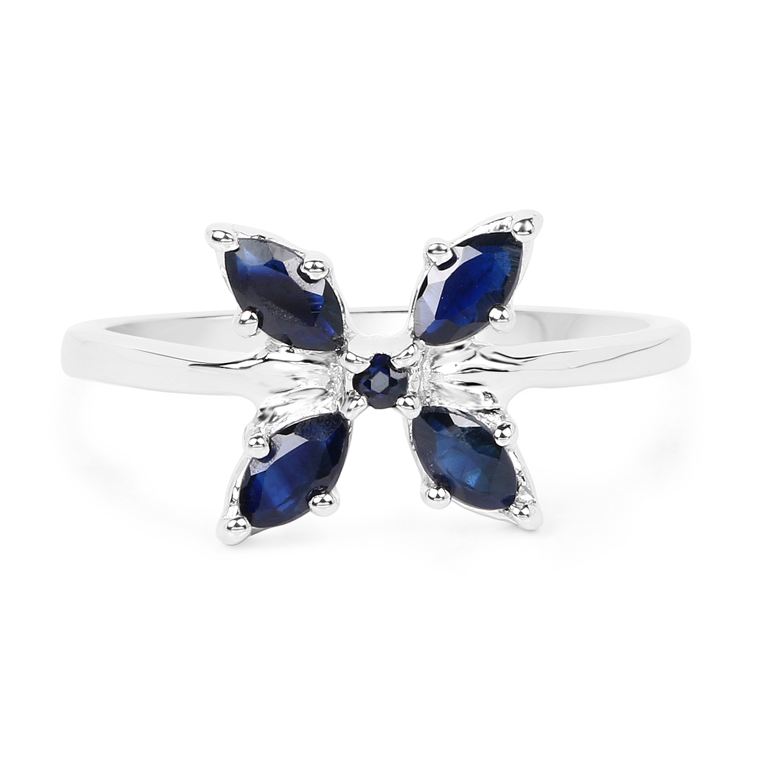 0.63 Carat Genuine Blue Sapphire .925 Sterling Silver Ring
