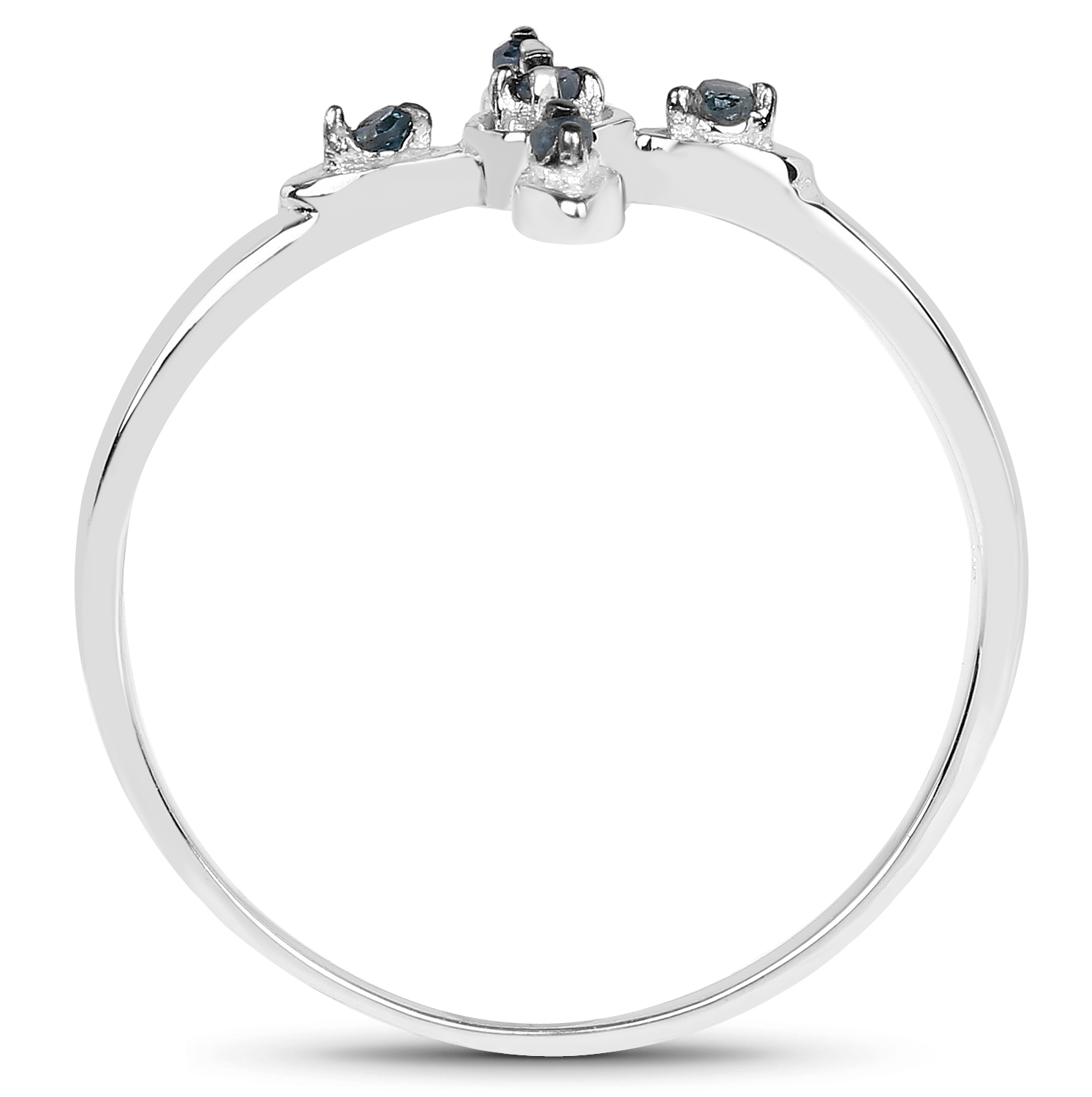 0.05 Carat Genuine Blue Diamond .925 Sterling Silver Ring