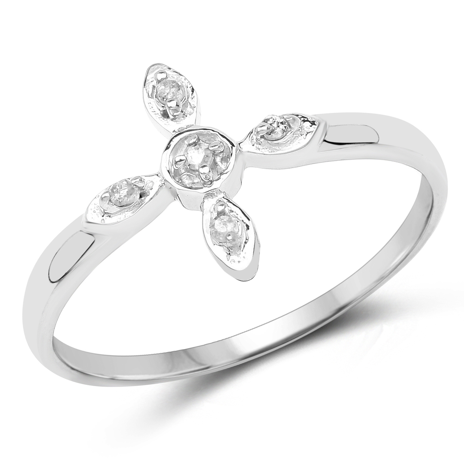 0.05 Carat Genuine White Diamond .925 Sterling Silver Ring