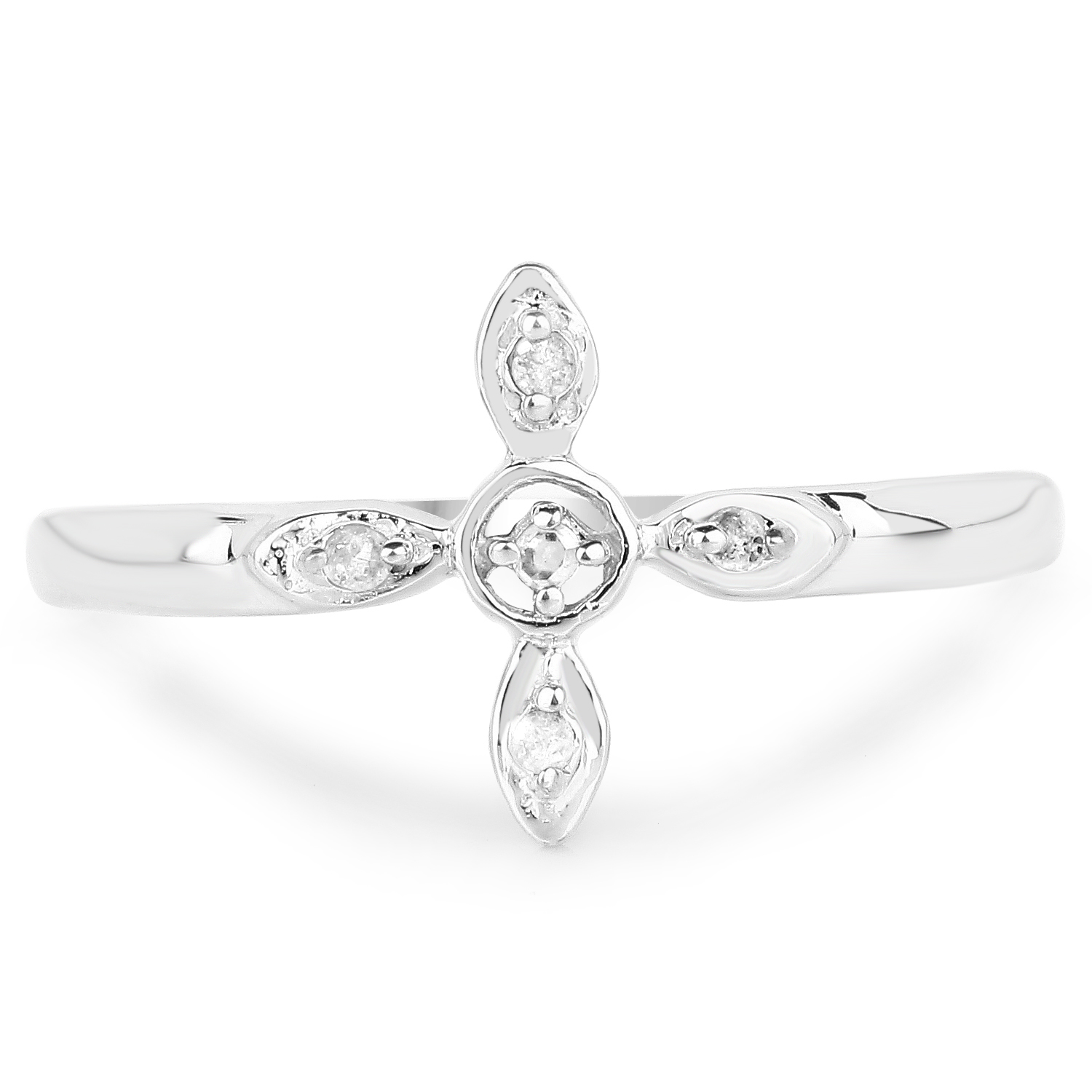 0.05 Carat Genuine White Diamond .925 Sterling Silver Ring