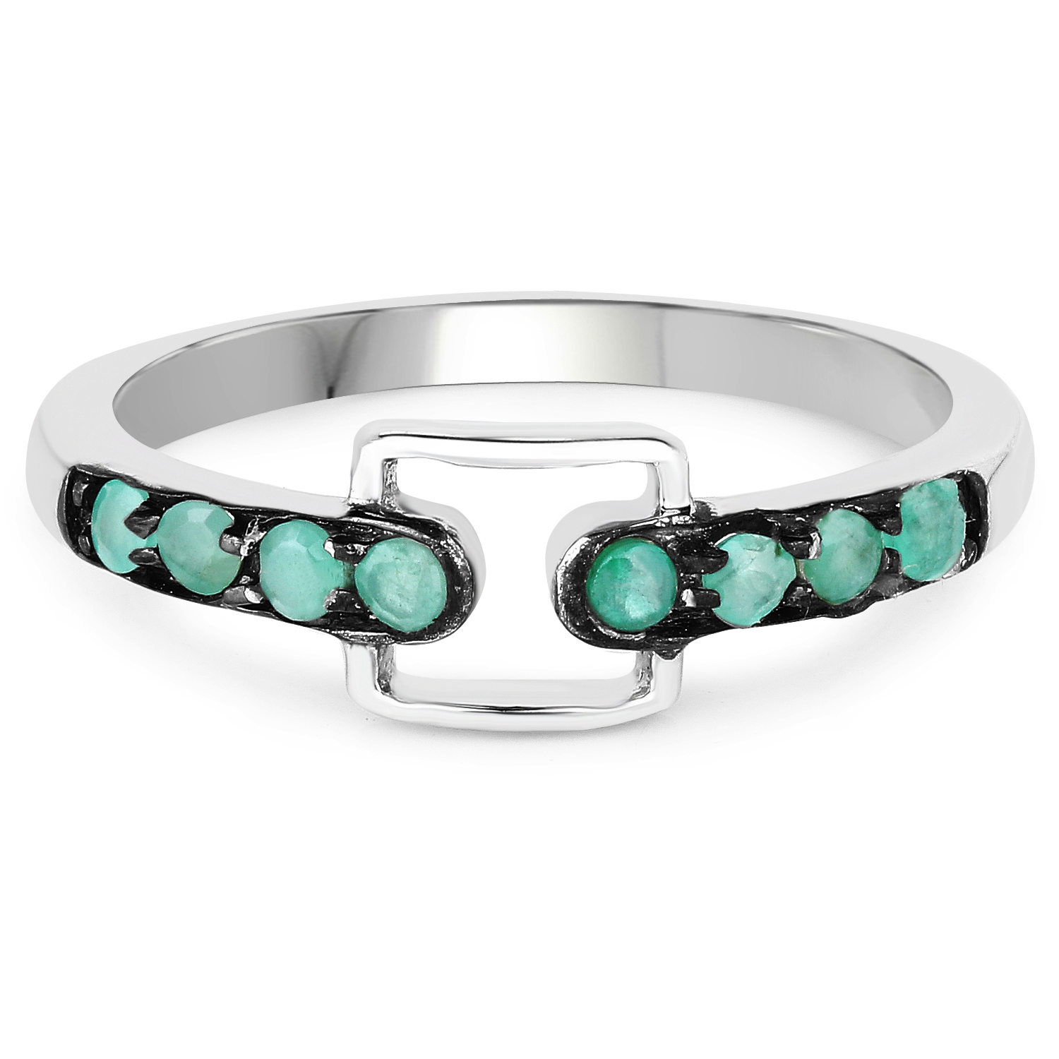 0.40 Carat Genuine Emerald .925 Sterling Silver Ring