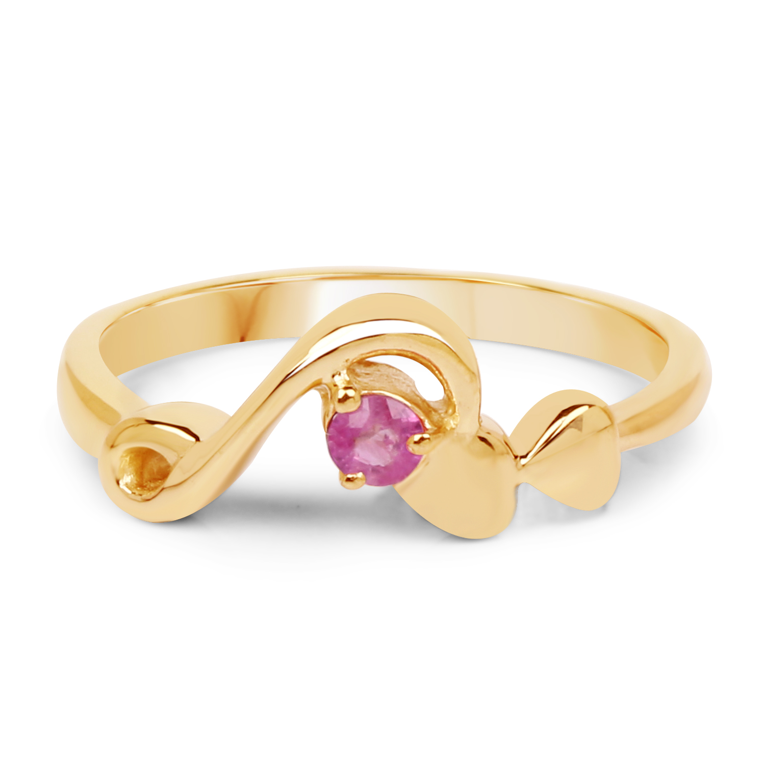 14K Yellow Gold Plated 0.10 Carat Genuine Ruby .925 Sterling Silver Ring