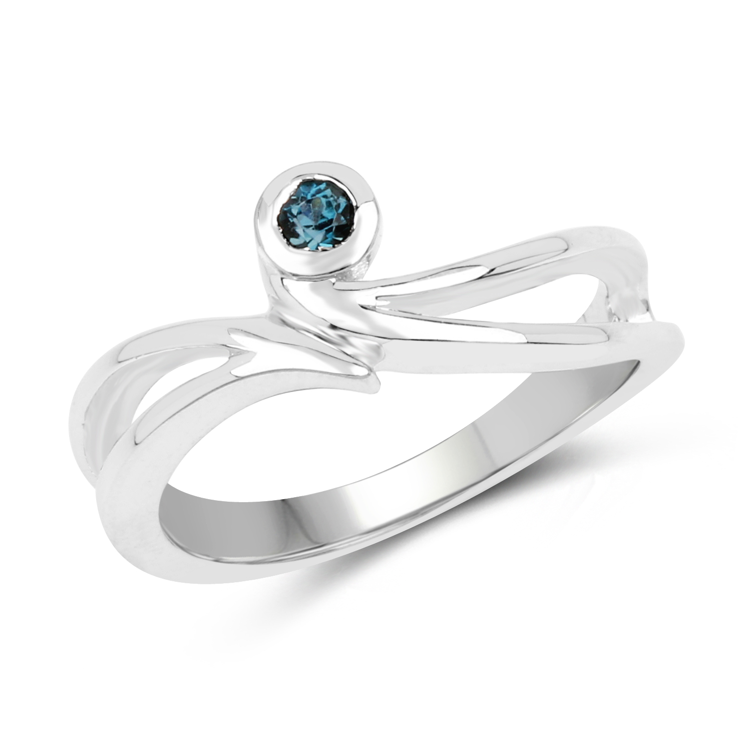 0.12 Carat Genuine London Blue Topaz .925 Sterling Silver Ring