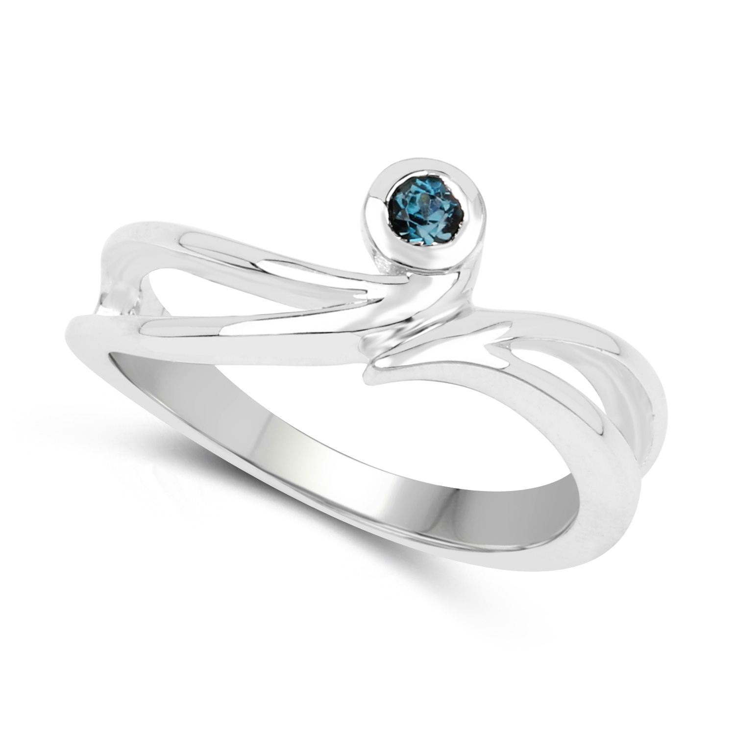 0.12 Carat Genuine London Blue Topaz .925 Sterling Silver Ring