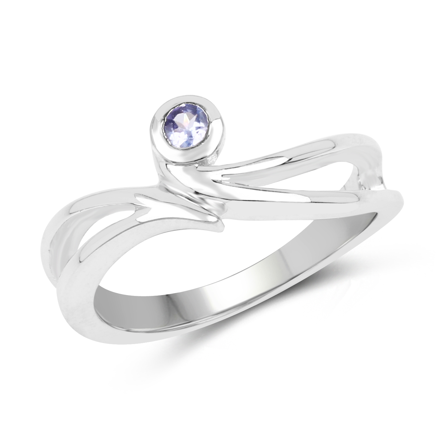0.10 Carat Genuine Tanzanite .925 Sterling Silver Ring