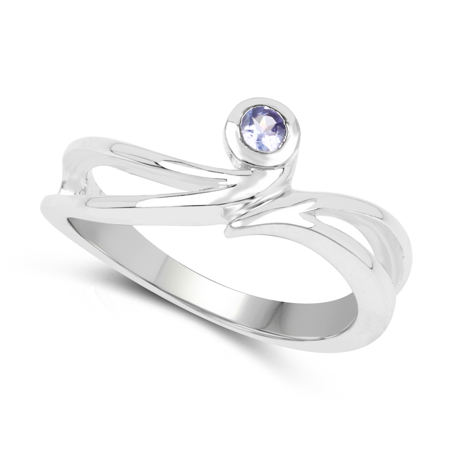 0.10 Carat Genuine Tanzanite .925 Sterling Silver Ring