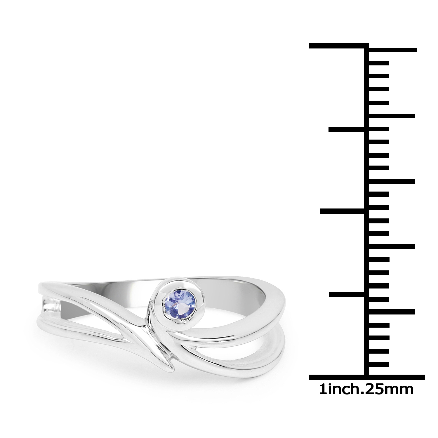 0.10 Carat Genuine Tanzanite .925 Sterling Silver Ring