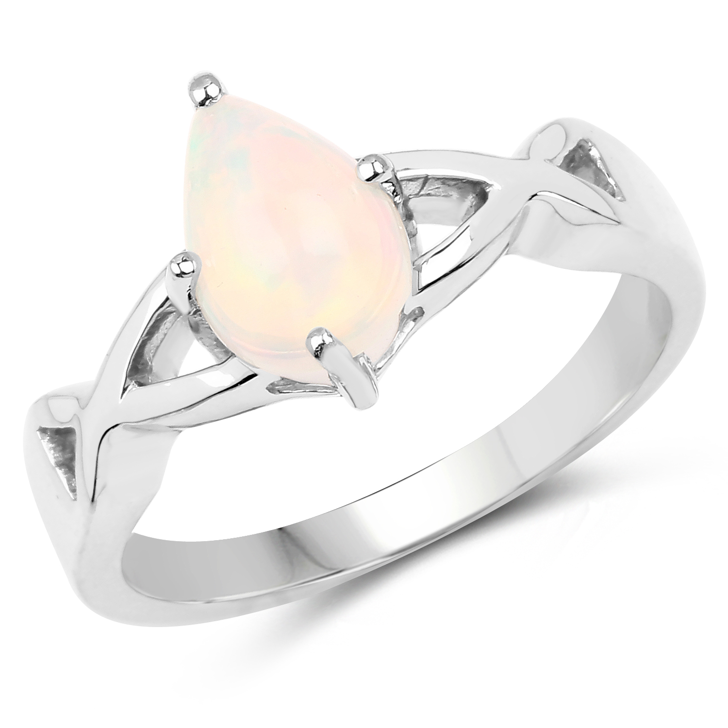0.98 Carat Genuine Ethiopian Opal .925 Sterling Silver Ring