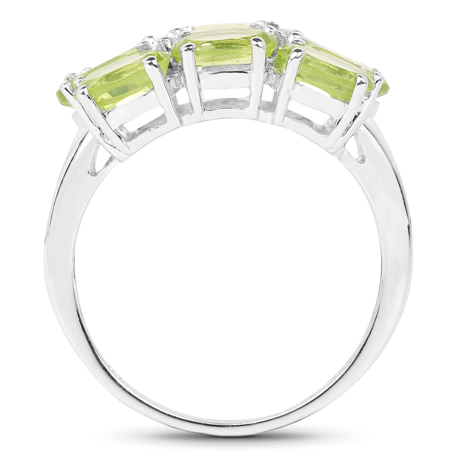 5.28 Carat Genuine Peridot & White Topaz .925 Sterling Silver Ring