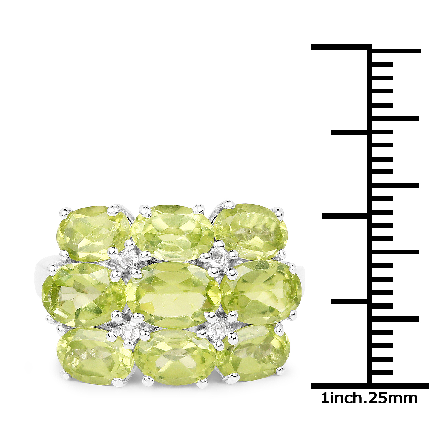 5.28 Carat Genuine Peridot & White Topaz .925 Sterling Silver Ring