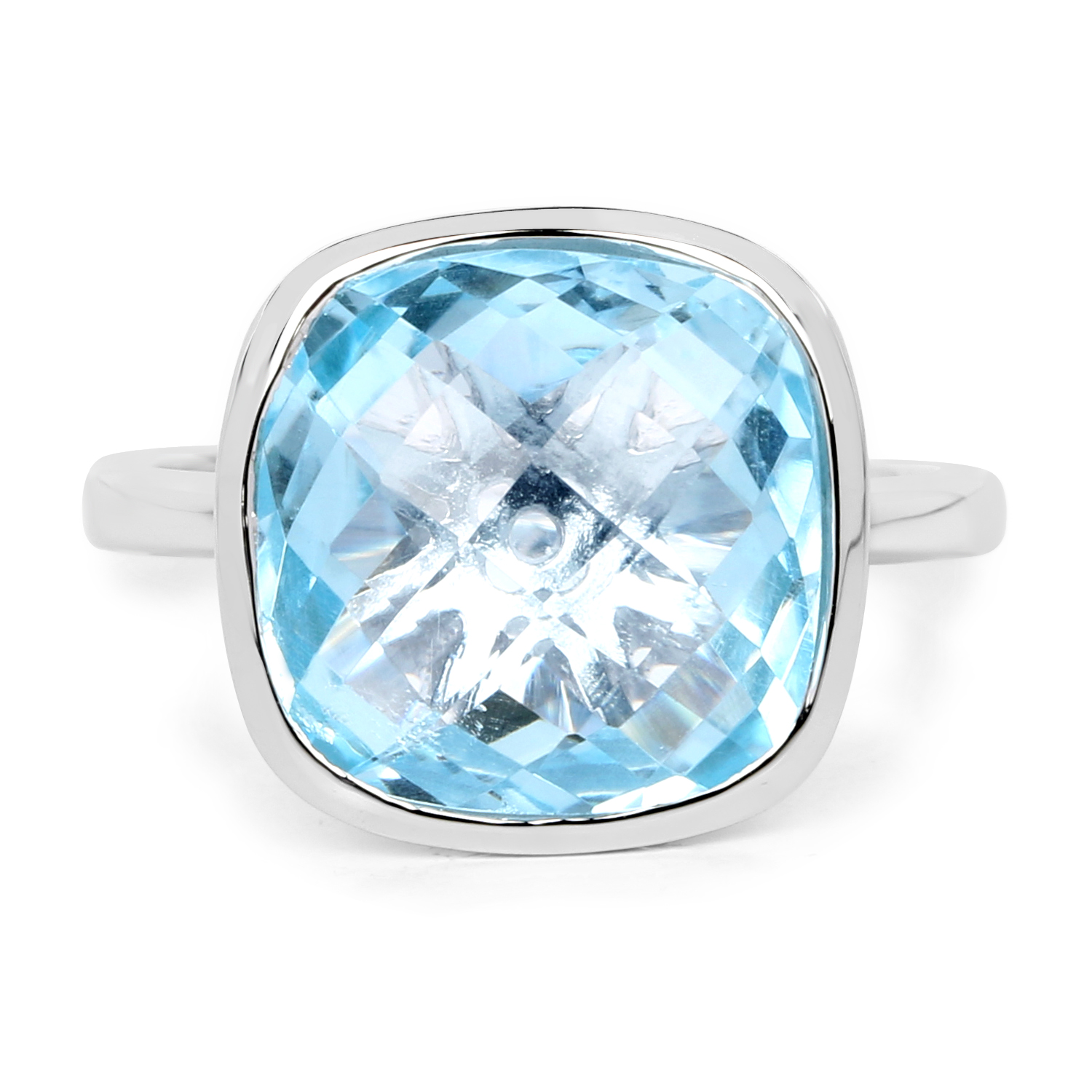 7.47 Carat Genuine Blue Topaz .925 Sterling Silver Ring