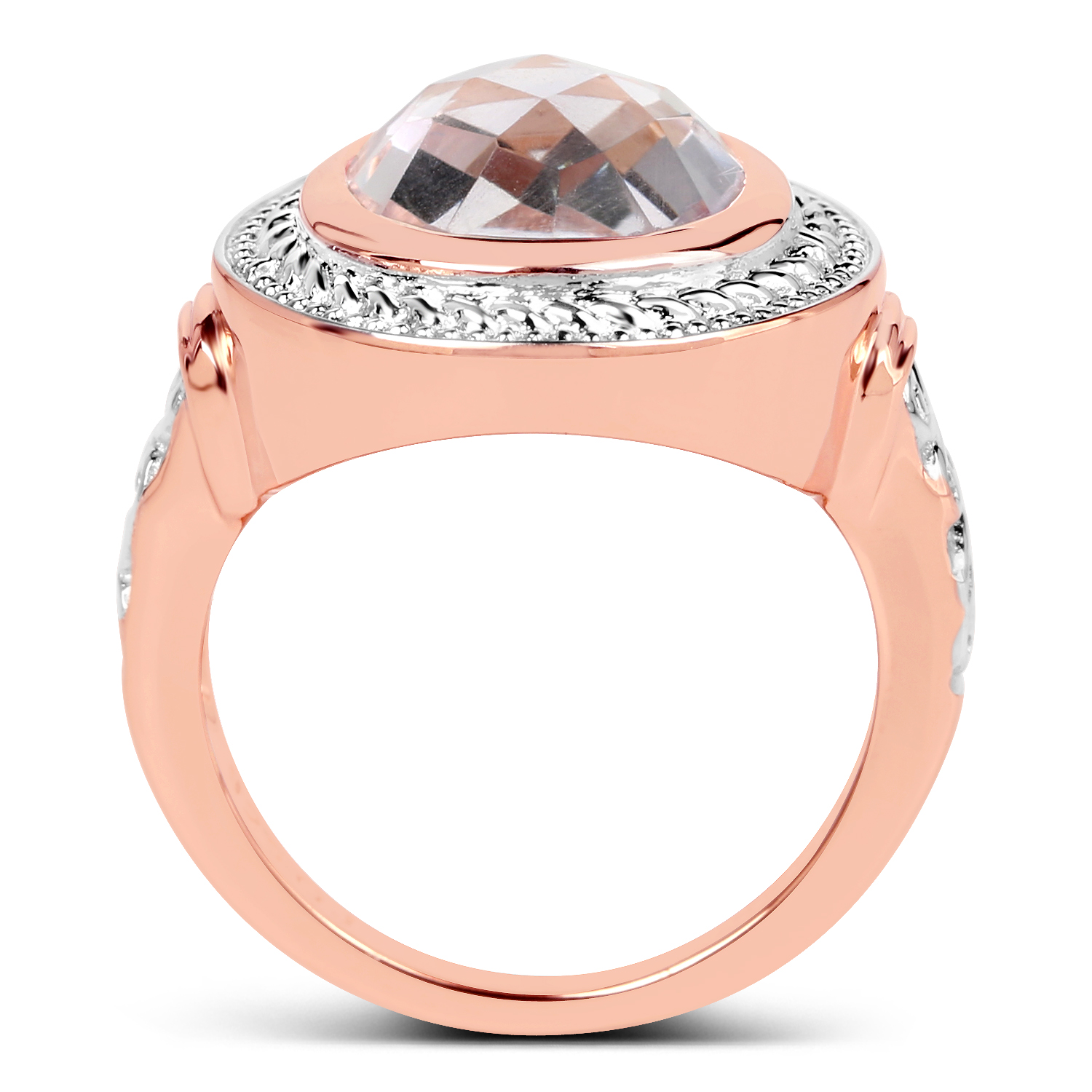 14K Rose Gold Plated 4.00 Carat Genuine Pink Amethyst .925 Sterling Silver Ring