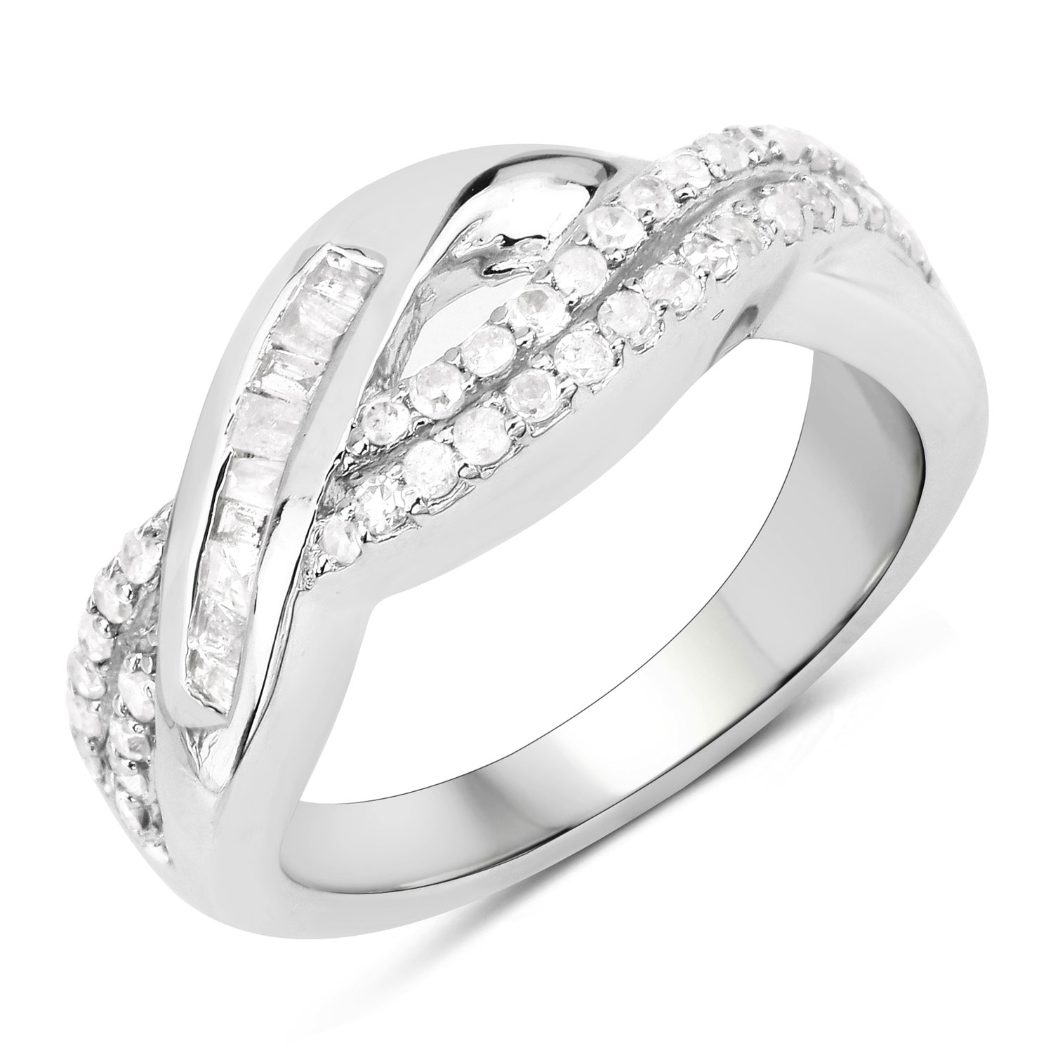 0.47 Carat Genuine White Diamond .925 Sterling Silver Ring