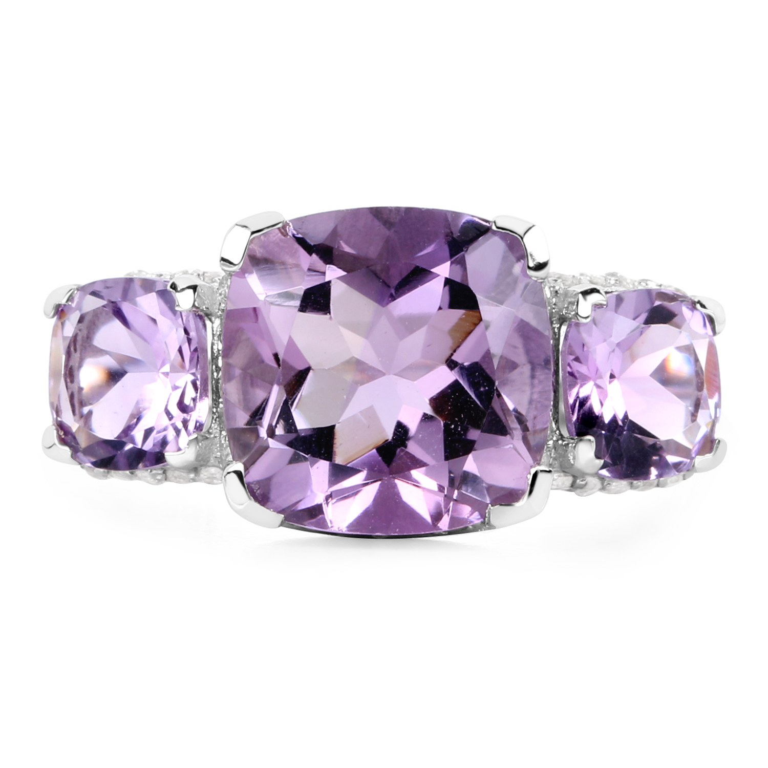 4.60 Carat Genuine Amethyst .925 Sterling Silver Ring