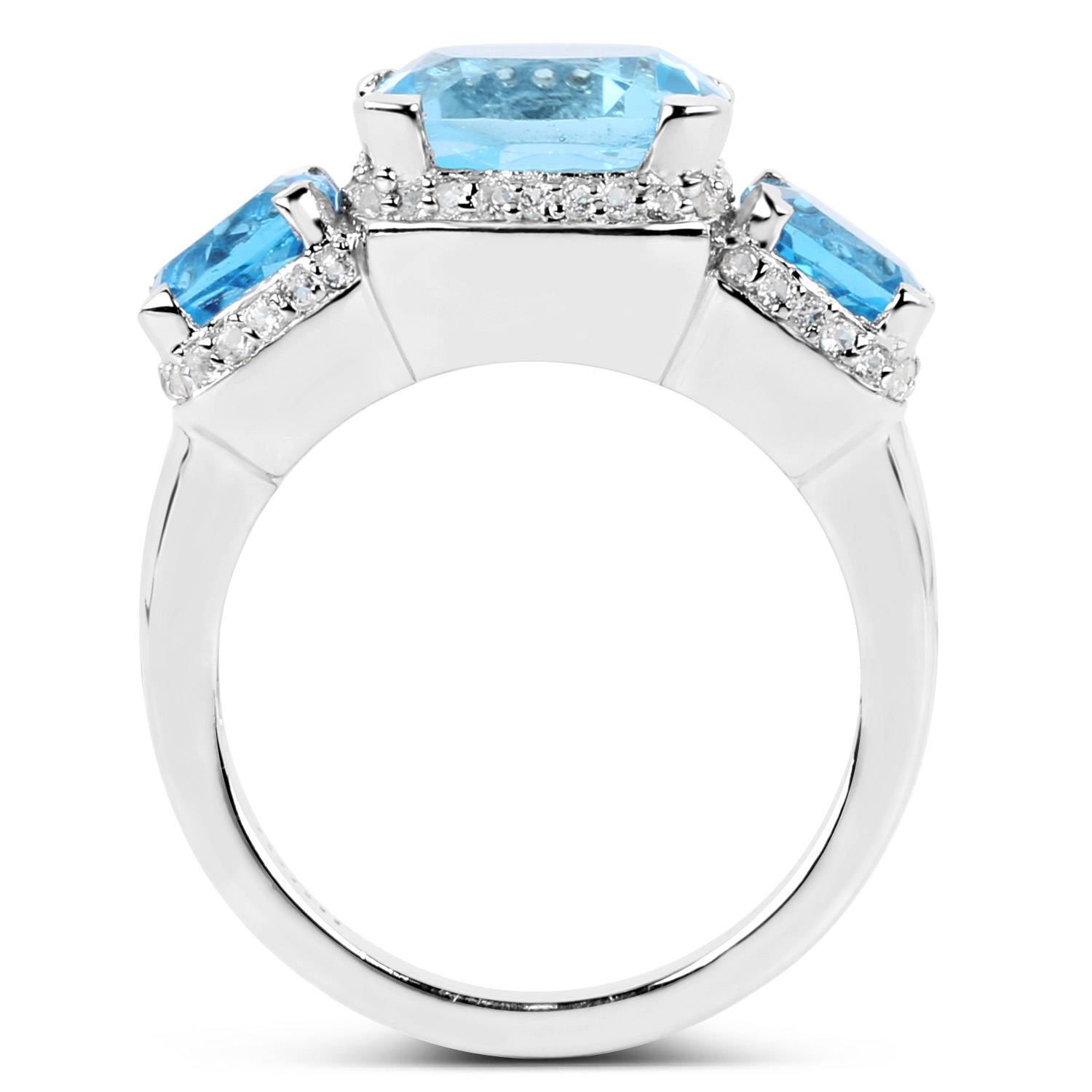 6.80 Carat Genuine Blue Topaz .925 Sterling Silver Ring