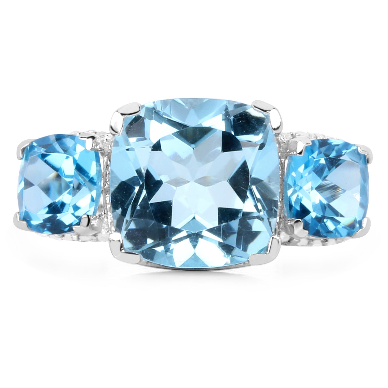 6.80 Carat Genuine Blue Topaz .925 Sterling Silver Ring